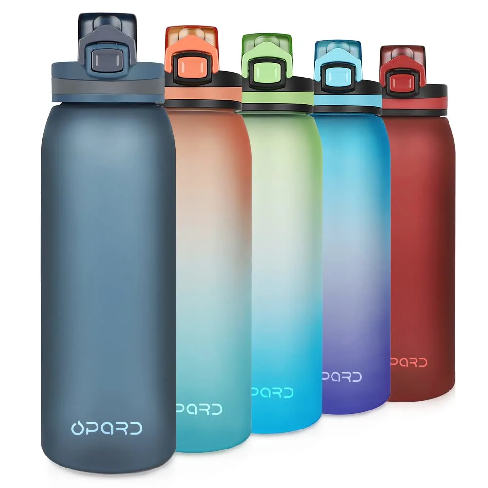 Opard 30oz/32oz Sports Water Bottle with Leak Proof Flip Top Lid BPA Free Tritan Reusable Plastic for Gym and Outdoor, Travel Water Bottle with Straw