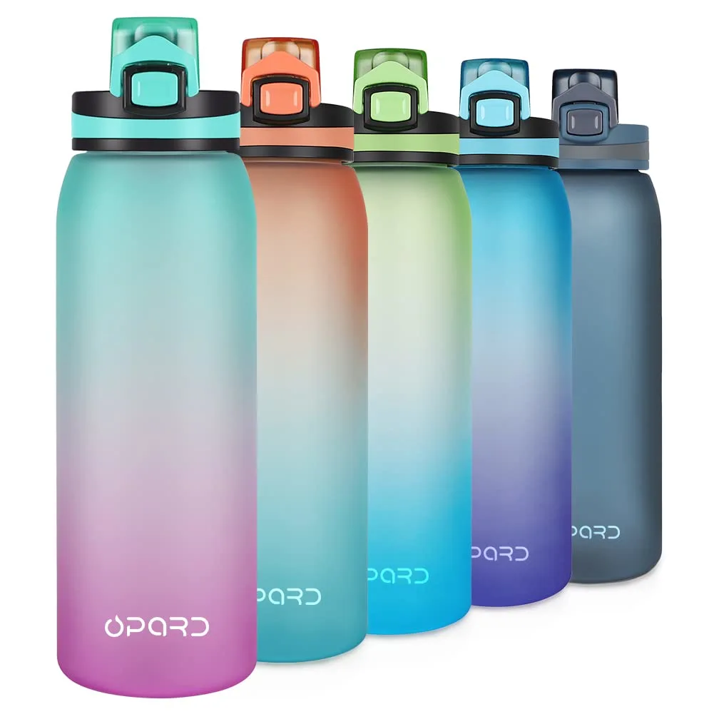 Opard 30oz/32oz Sports Water Bottle with Leak Proof Flip Top Lid BPA Free Tritan Reusable Plastic for Gym and Outdoor, Travel Water Bottle with Straw
