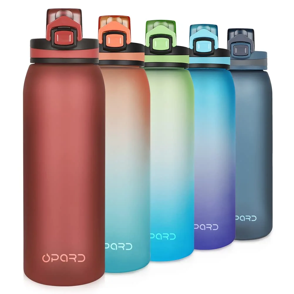 Opard 30oz/32oz Sports Water Bottle with Leak Proof Flip Top Lid BPA Free Tritan Reusable Plastic for Gym and Outdoor, Travel Water Bottle with Straw