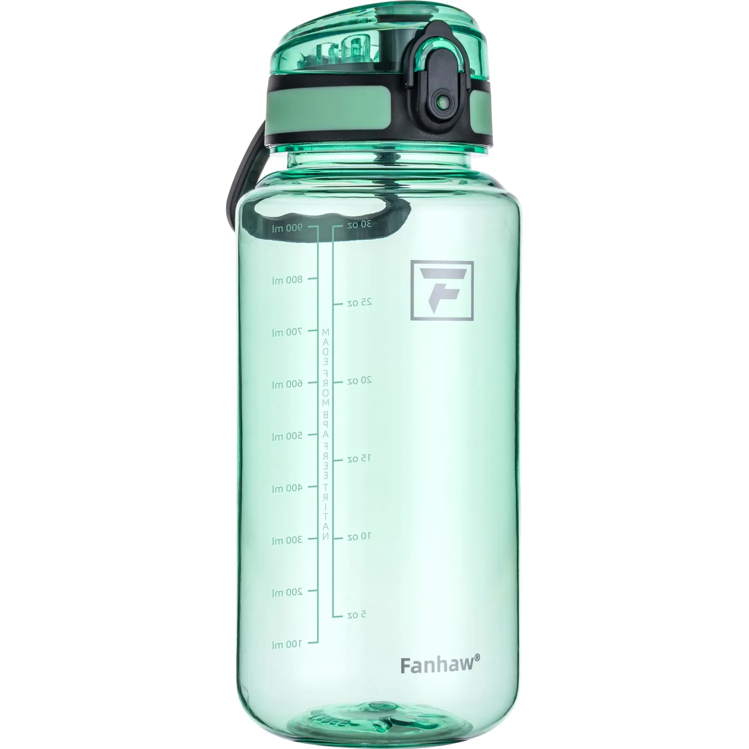 Fanhaw 32 Oz Clear Tritan Water Bottle with Chug Lid, BPA-free, Wide Mouth, Leak Proof - for Gym, Travel, Home, School, Office (Glow Green)