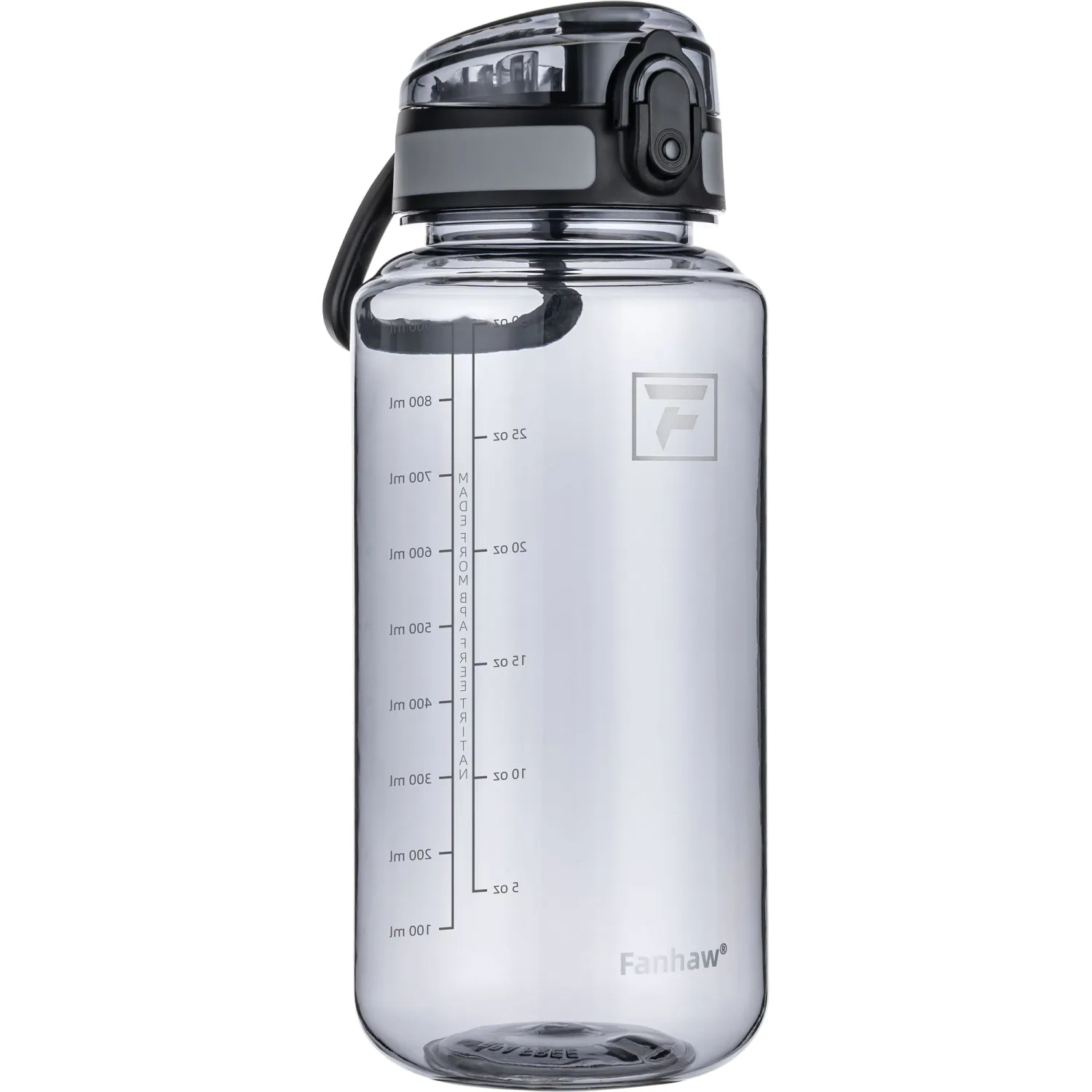 Fanhaw 32 Oz Clear Tritan Water Bottle with Chug Lid, BPA-free, Wide Mouth, Leak Proof - for Gym, Travel, Home, School, Office (Gray)