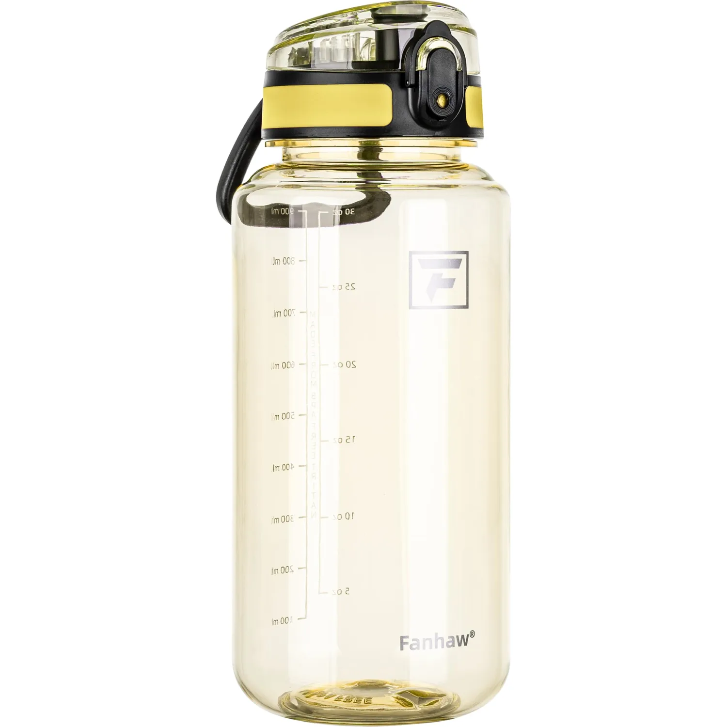 Fanhaw 32 Oz Clear Tritan Water Bottle with Chug Lid, BPA-free, Wide Mouth, Leak Proof - for Gym, Travel, Home, School, Office (Imperial Yellow)