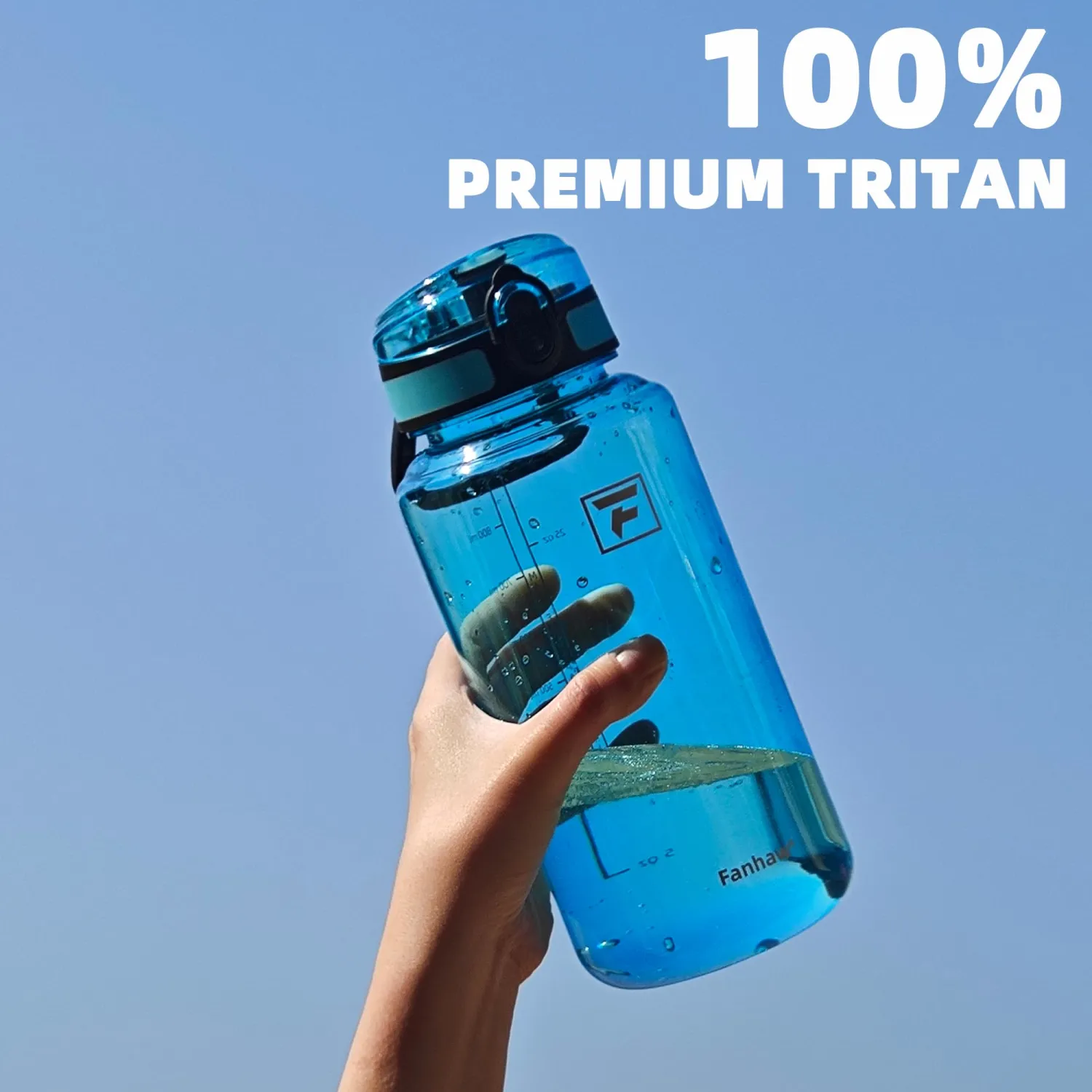 Fanhaw 32 Oz Clear Tritan Water Bottle with Chug Lid, BPA-free, Wide Mouth, Leak Proof - for Gym, Travel, Home, School, Office (Imperial Yellow)