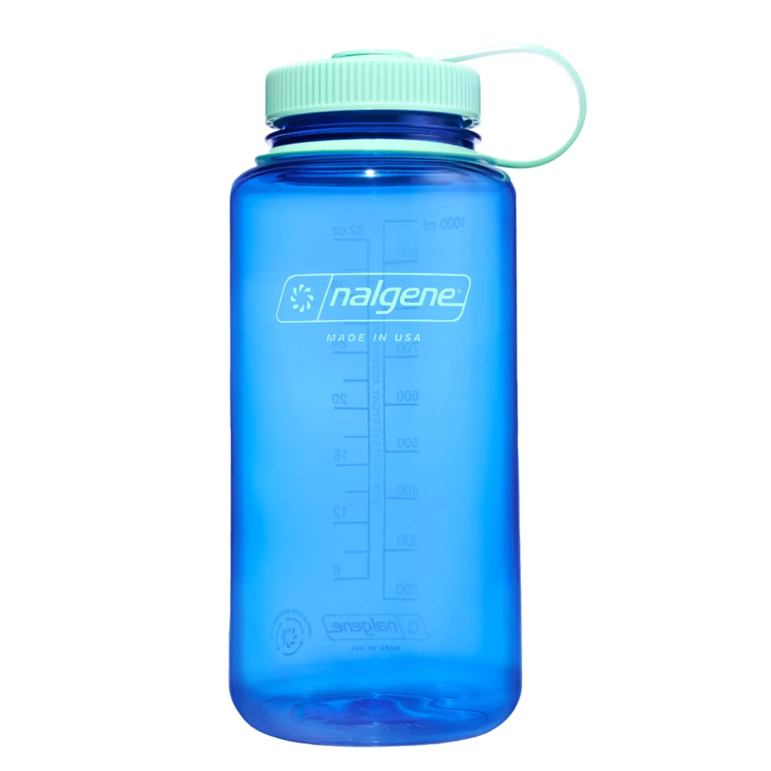 Nalgene Water Bottle - Lightweight Sustain Tritan BPA-Free Shatterproof Bottle for Backpacking, Hiking, Gym, 32 OZ, Wide Mouth, Cornflower Blue