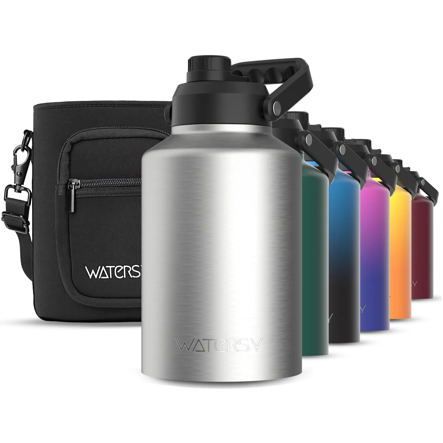 1 Gallon Water Bottle Insulated(Cold for 48 Hrs),BPA Free&Leak Proof,128oz Stainless Steel Water Jug,Big thermo,Large Water Bottle with Handle for Gym,Hiking,Camping&Travel,Stainless