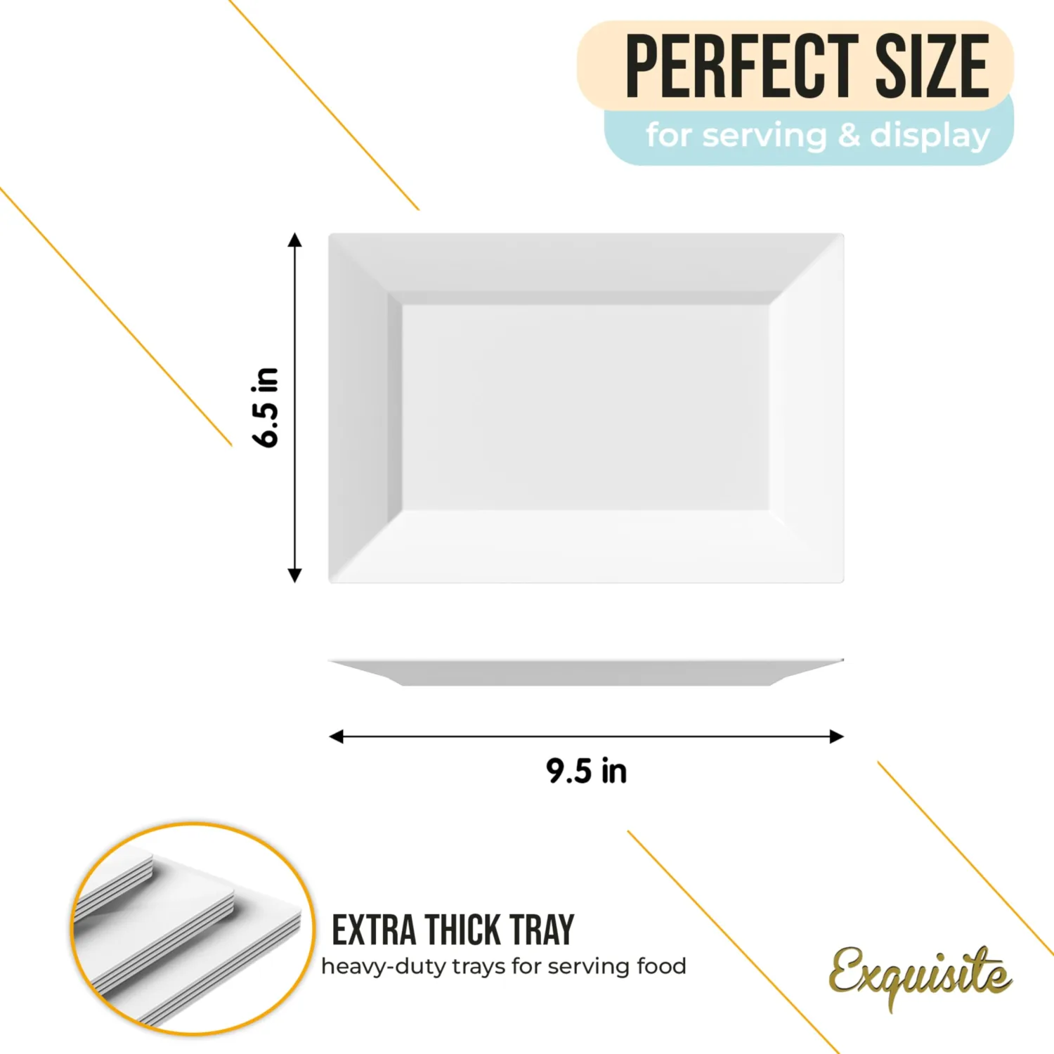 Exquisite Plastic Serving Trays For Party - 20 Pcs 9.5 Inch White Serving Platters, Plastic Trays For Food, White Tray, Food Tray Disposable Platters For Parties, Catering & Buffet