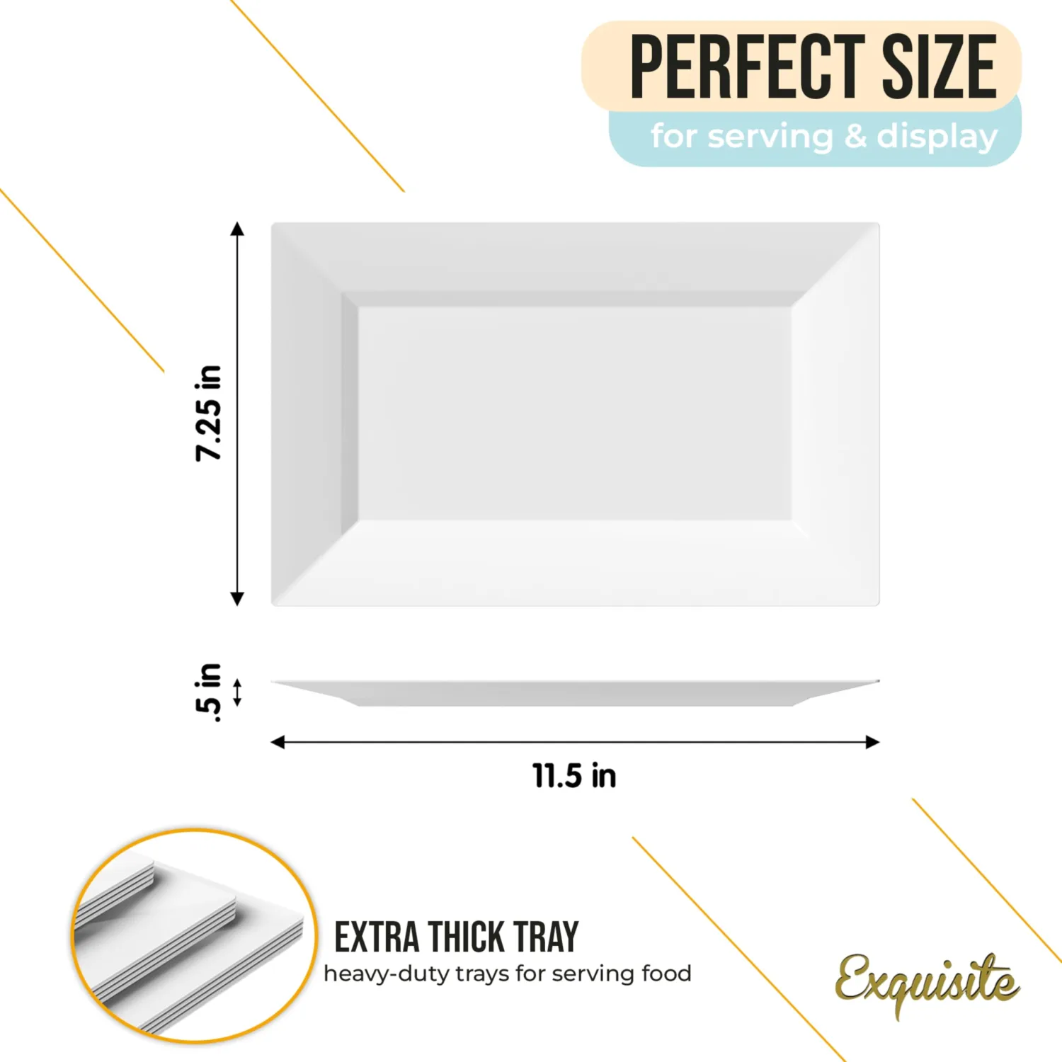 Exquisite Plastic Serving Trays For Party - 20 Pcs 11.5 Inch White Serving Platters, Plastic Trays For Food, White Tray, Food Tray Disposable Platters For Parties, Catering & Buffet