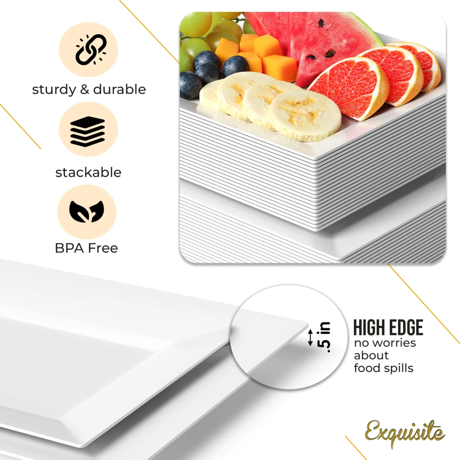 Exquisite Plastic Serving Trays For Party - 20 Pcs 11.5 Inch White Serving Platters, Plastic Trays For Food, White Tray, Food Tray Disposable Platters For Parties, Catering & Buffet