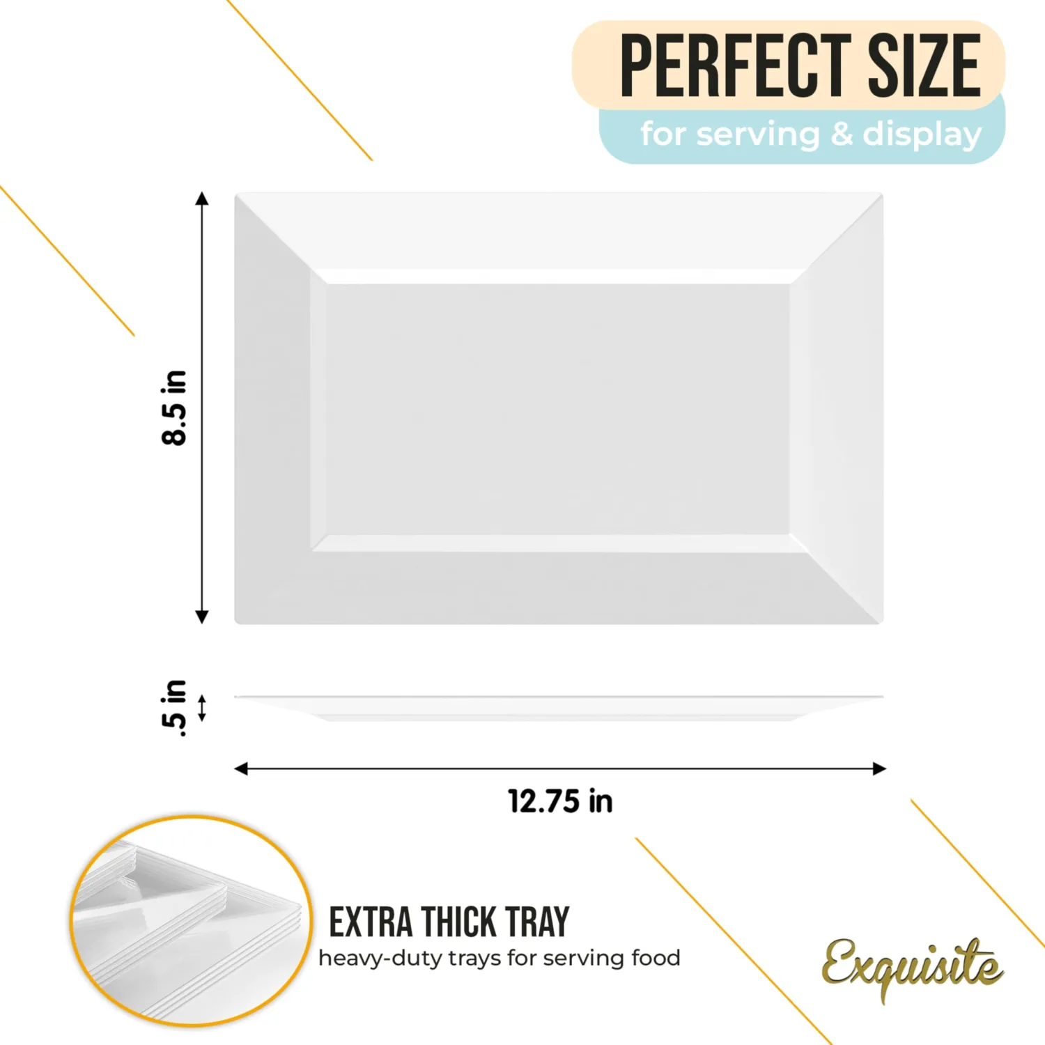 Exquisite Plastic Serving Trays for Party - 20 Pcs 12.75 Inch Clear Serving Platters, Plastic Trays for Food, Clear Tray, Food Tray Disposable Platters for Parties, Catering & Buffet