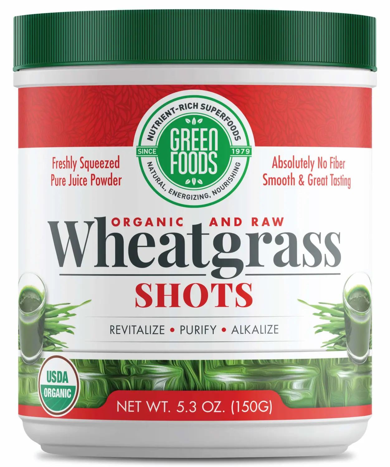 Green Foods Wheat Grass Shots, 5.3 oz - Certified Organic, Kosher, Vegan, Non-GMO, Raw, Gluten-Free, Grown