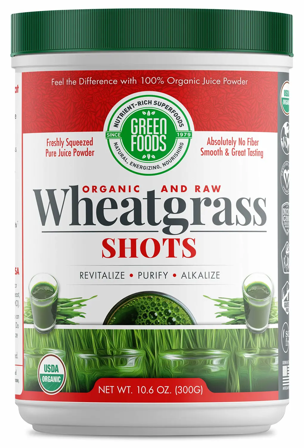 Green Foods Organic Wheat Grass Shots, 10.6 Ounce - Certified Organic, Kosher, Vegan, Raw, Gluten-Free, Soy-Free
