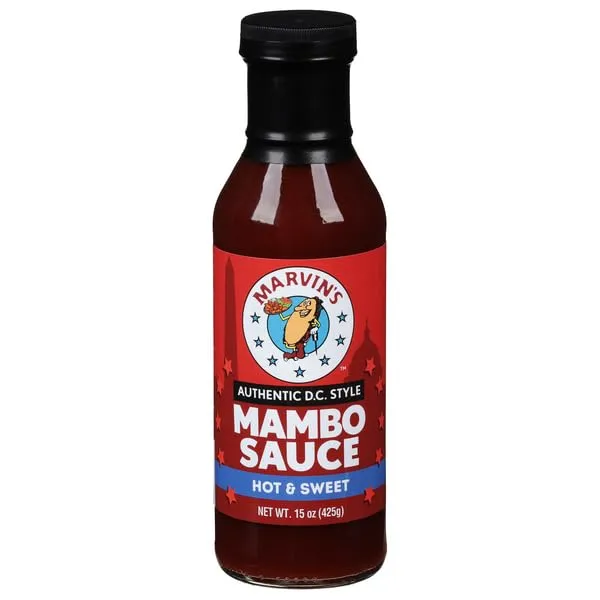 Marvin's Mambo Sauce - Hot & Sweet (15 oz) | Authentic D.C. Style | Great on Wings, Fries, Ribs, Burgers | Dipping, Grilling, Marinating |