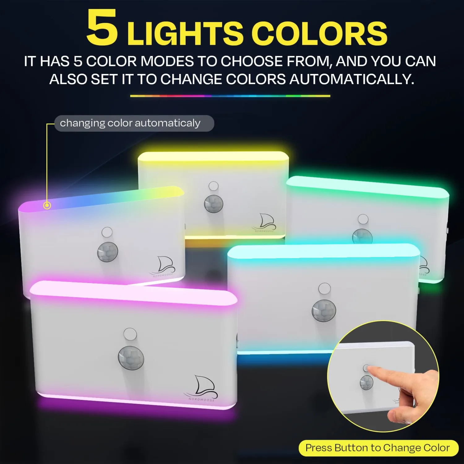 Motion Sensor Magnetic Night Light for Cruise Ship Cabin with Mood-Based Color Selection - Dimmable Brightness, Rechargeable Battery