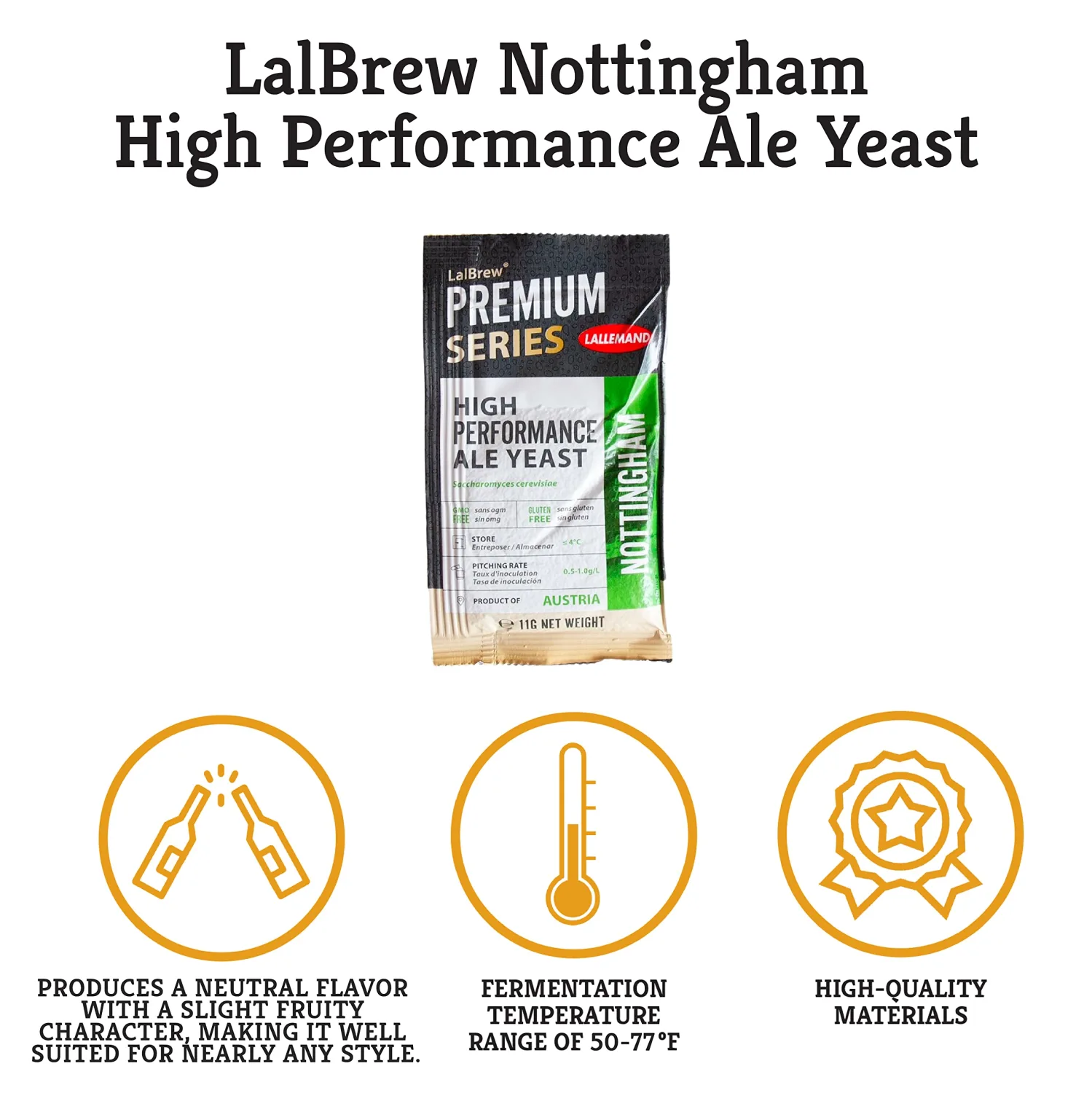 Craft A Brew - LalBrew Nottingham™ - High Performance Ale Yeast - For Craft Lagers - Ingredients for Home Brewing - Beer Making Supplies - (1 Pack)