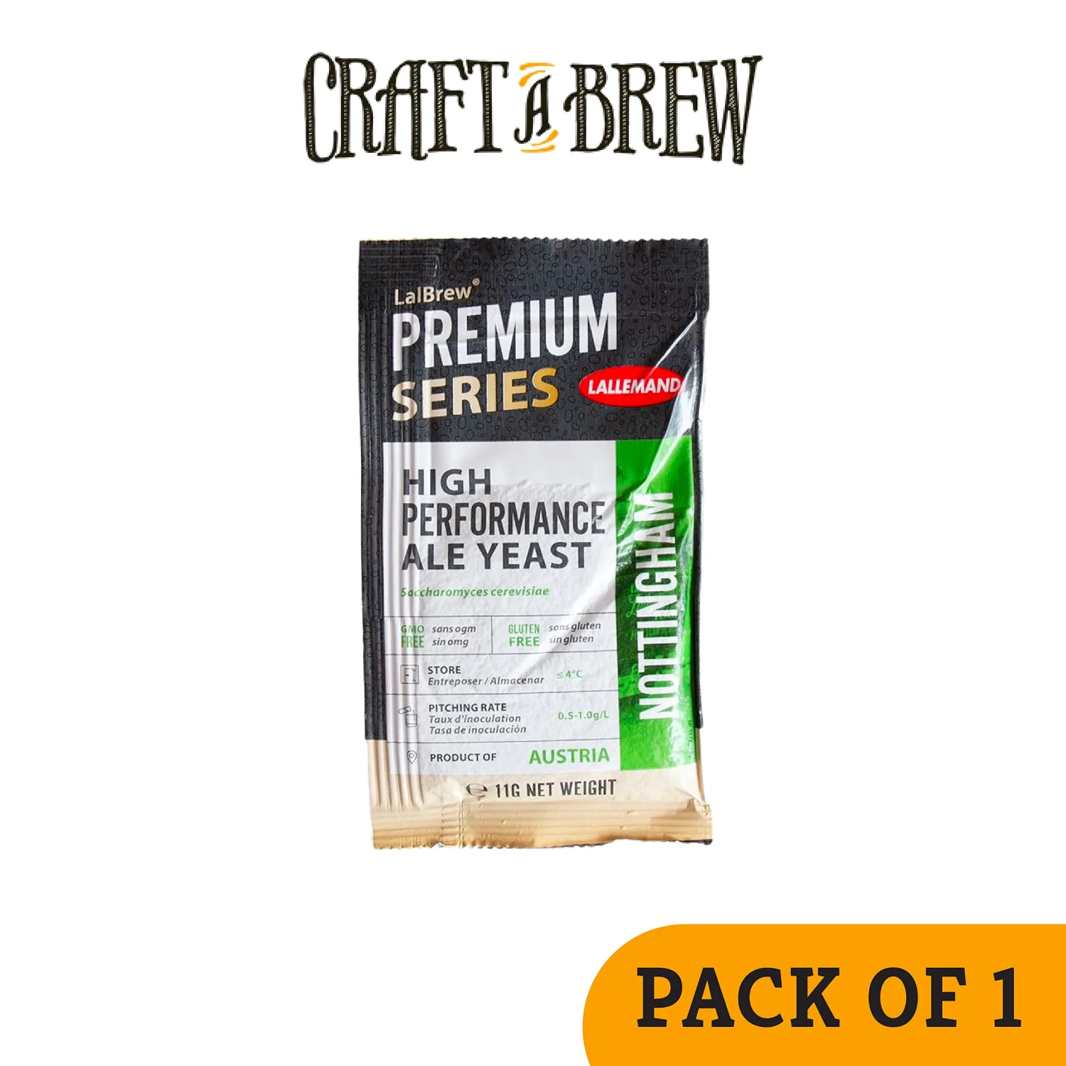Craft A Brew - LalBrew Nottingham™ - High Performance Ale Yeast - For Craft Lagers - Ingredients for Home Brewing - Beer Making Supplies - (1 Pack)