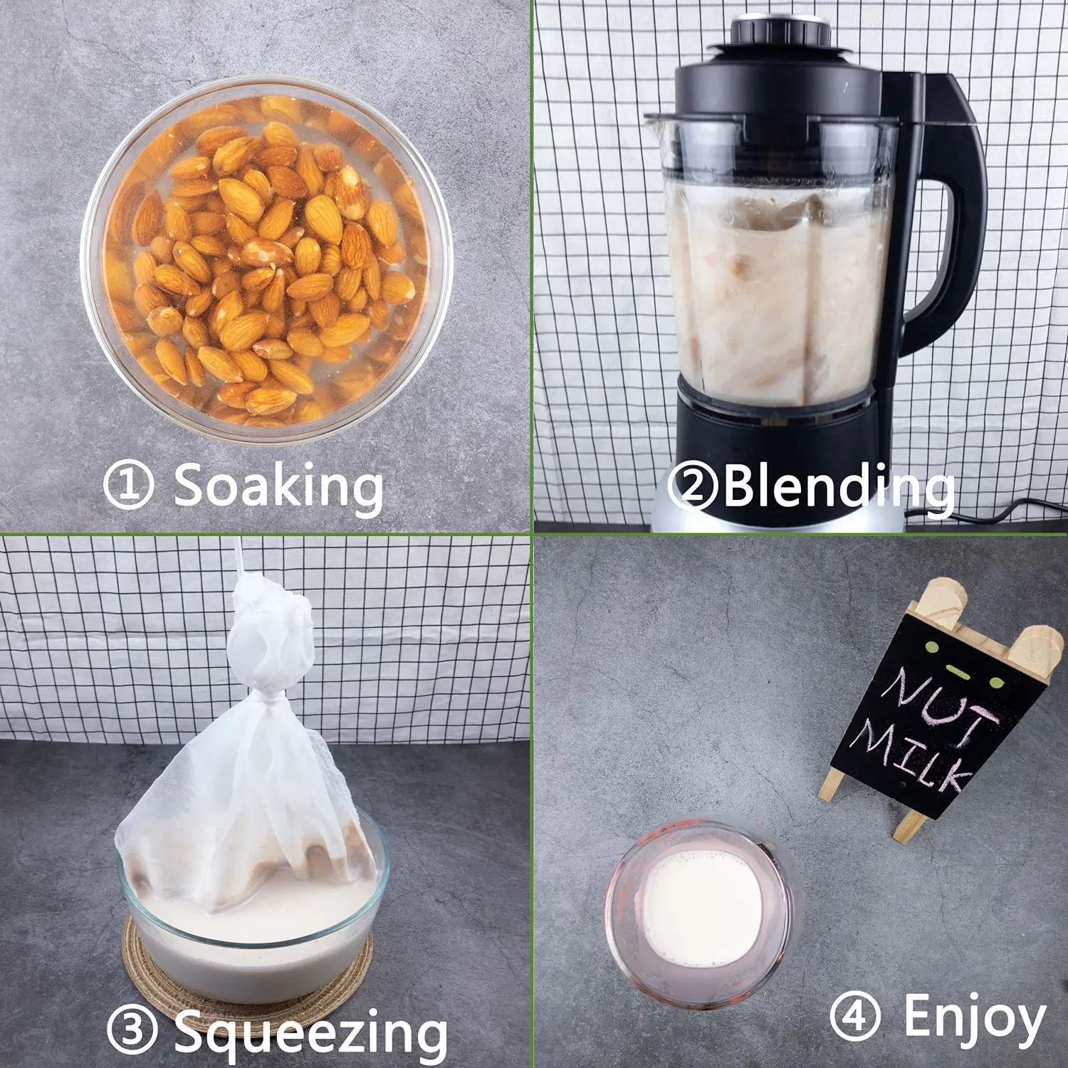 3 Pack - Ultra Fine Nut Milk Bag, 12X12 Inches, 80 Micron, Multiple Usage Reusable Food Strainer, Cold Brew Coffee Bag, Food Grade Nylon Mesh, BPA-Free, Cheesecloth Bag, Yogurt Strainer, Juice Filter