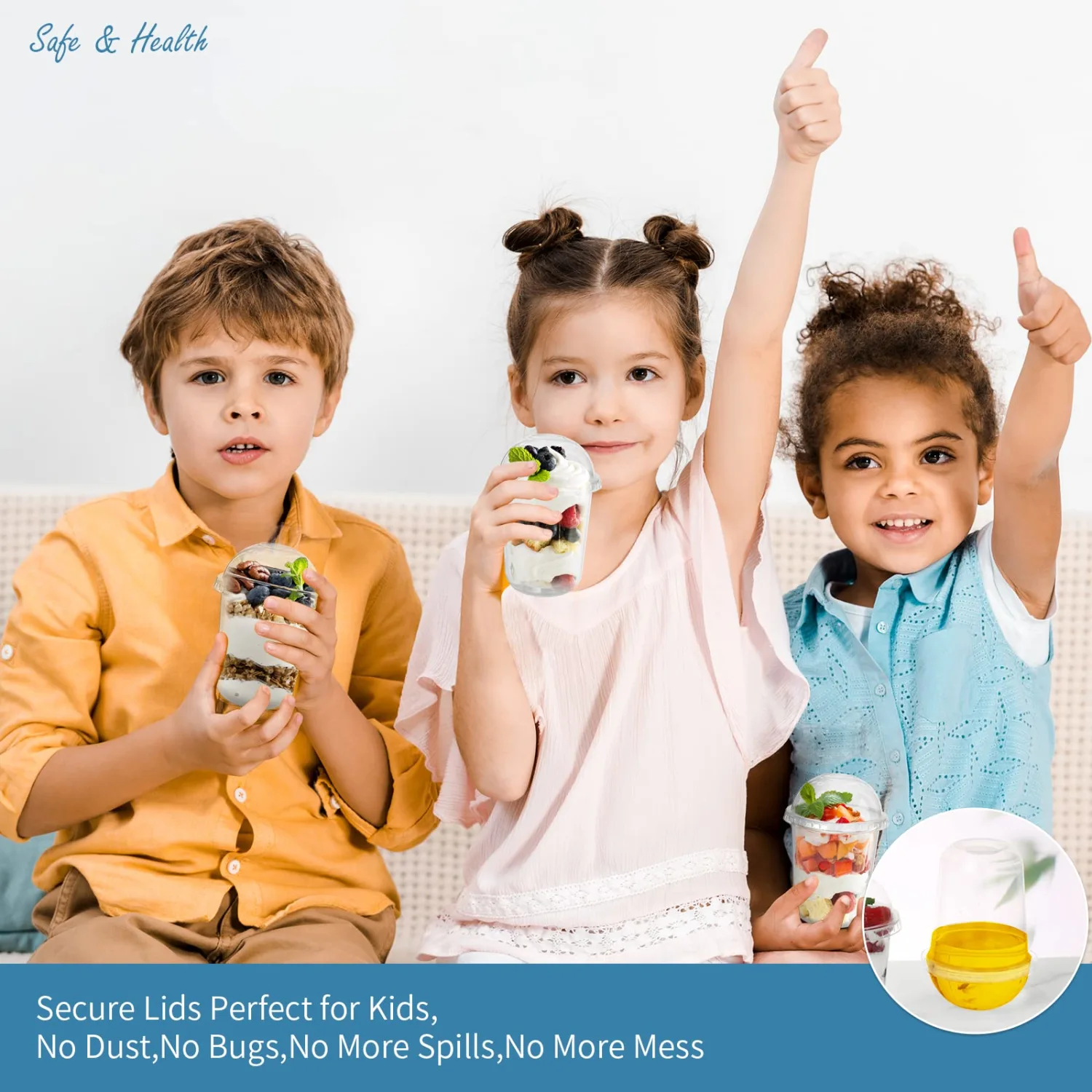 Songtaste 50 Pcs Disposable Plastic Cups,8 Oz Clear Plastic Parfait Cups with Dome Lids,No Hole, Dessert Yogurt Fruit Cups for Kids, Take Away Breakfast and Snacks, Cold Drinks, Ice Cream, Fruit Iced