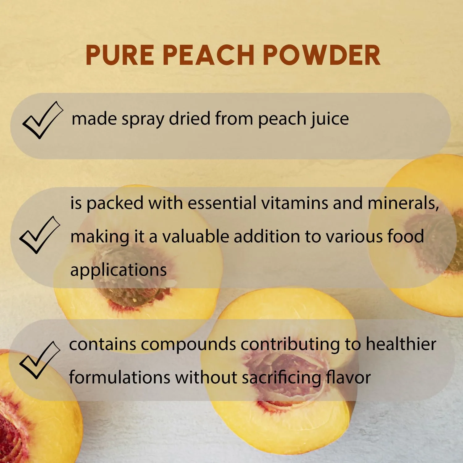 Peach Powder 8 oz, Natural Peach Powder for Baking, Tea, Glaze, Yogurt, Smoothie, Ice Cream