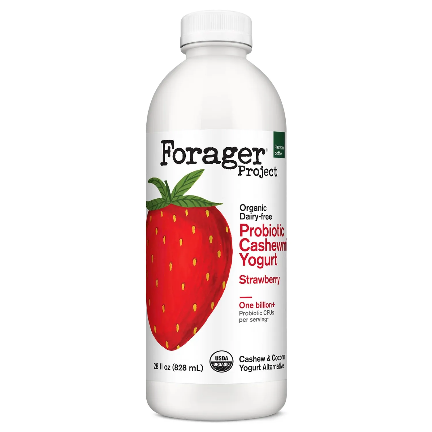 Forager Project Probiotic Drinkable Cashewmilk Yogurt Strawberry, 28-Ounce