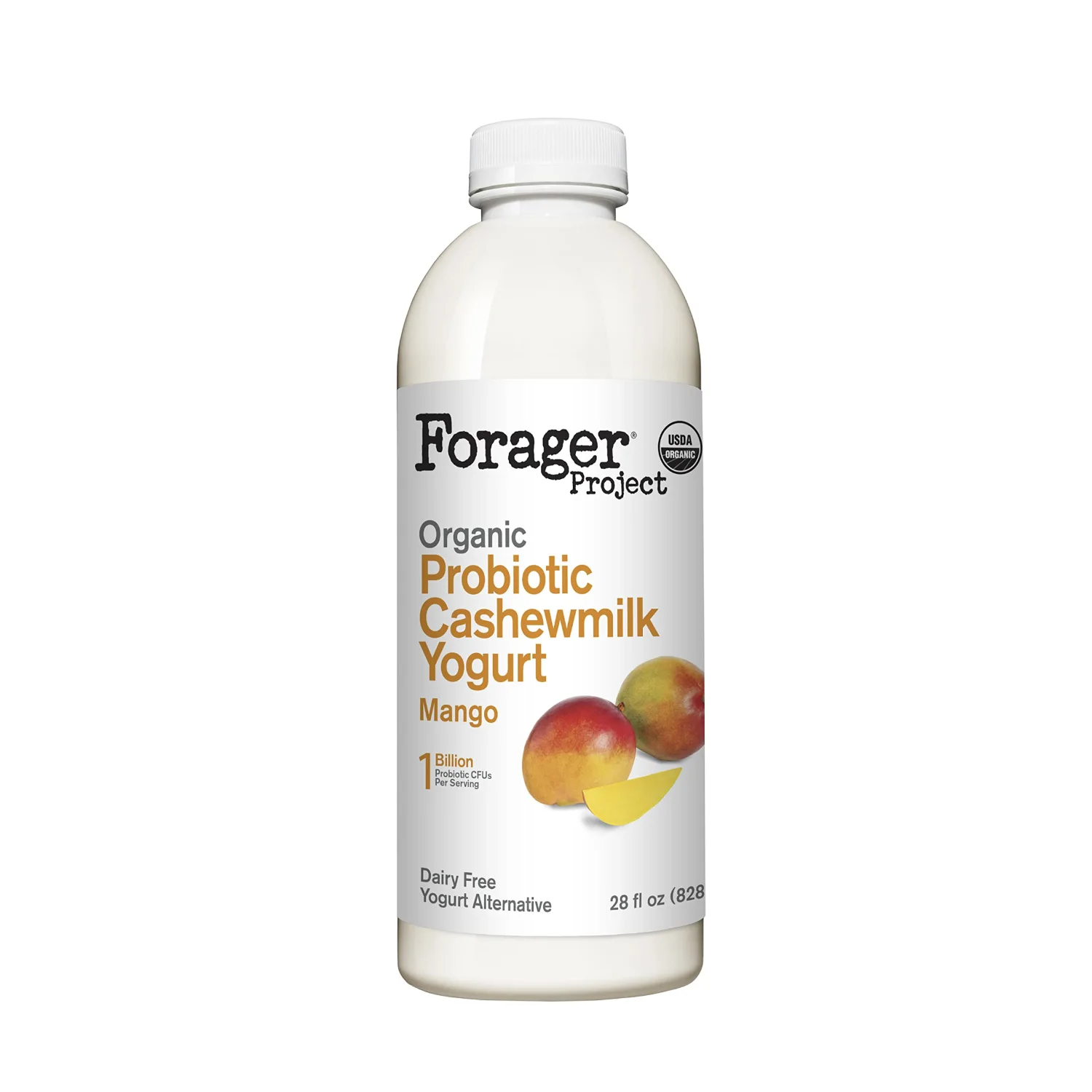 Forager Project, Organic Dairy-Free Mango Probiotic Drinkable Cashewmilk Yogurt, 28 Ounce