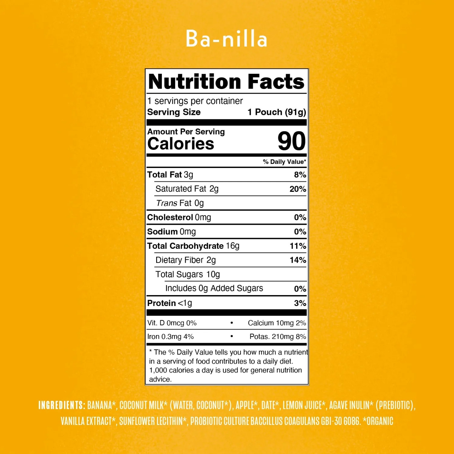 Once Upon a Farm Coconut Yogurt Alternative Ba-Nilla Organic Snack Pouch, 3.2oz