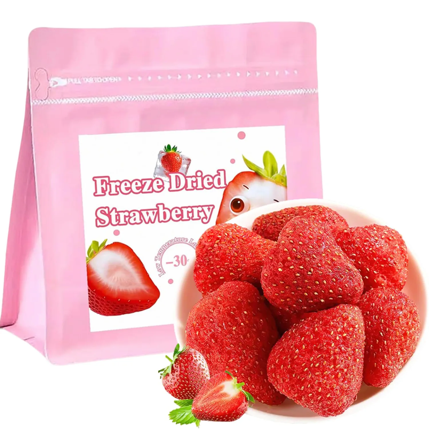 Freeze Dried Strawberries 7oz/200g Whole Big Organic Frozen Dried strawberry 100% Natural,No Additives Freeze Dried Fruit for Oatmeal, Beverages,Smoothies, Yogurt & Baking Toppings