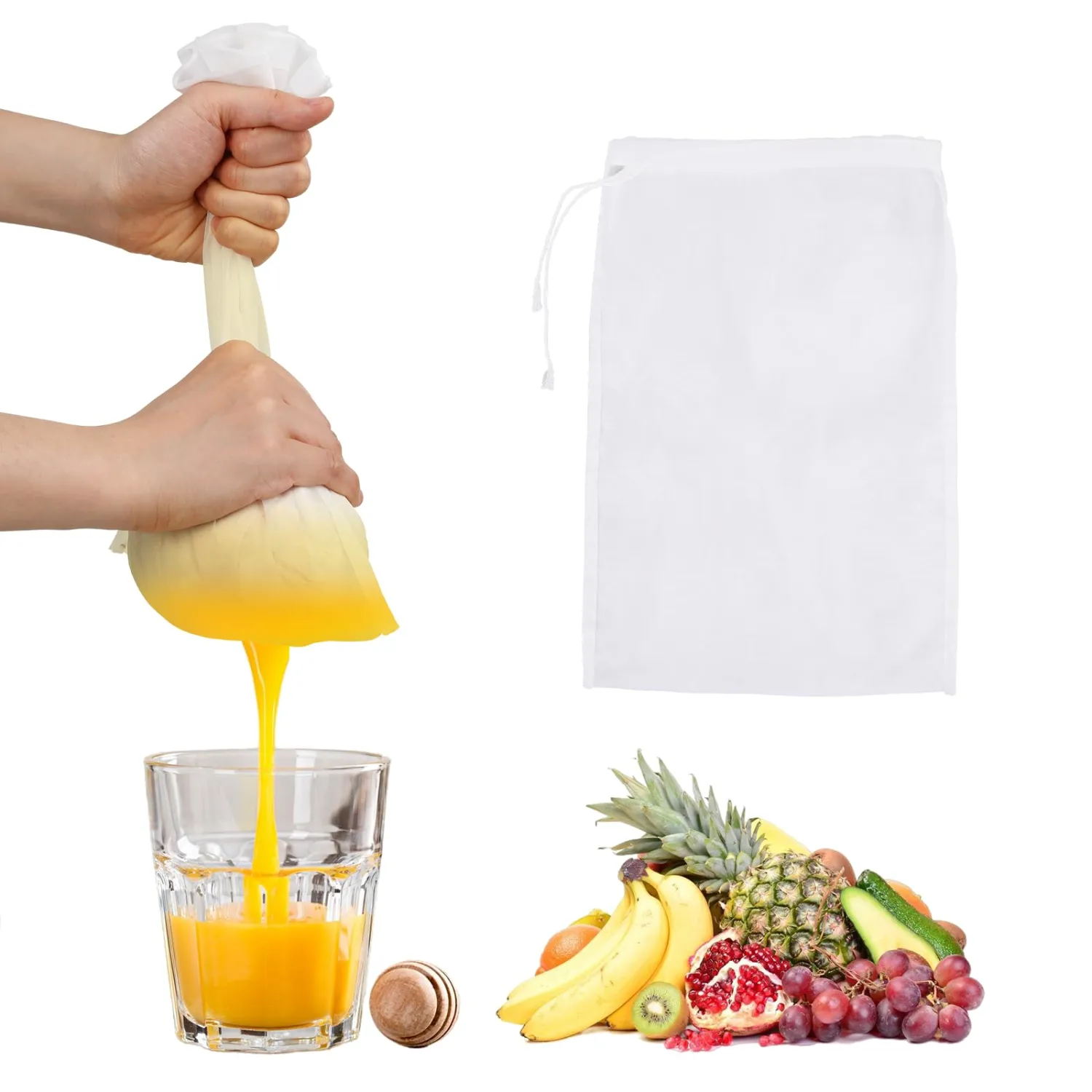 6Pcs Nut Bag Strainer, 11.8x7.9inch Nylon Cheesecloth Bags, Reusable Nut Milk Bag Cheese Cloths, 200 Mesh Fine Mesh Bag for Straining for Straining Fruit Juice Coffee Tea Yogurt Tofu Cold Brew