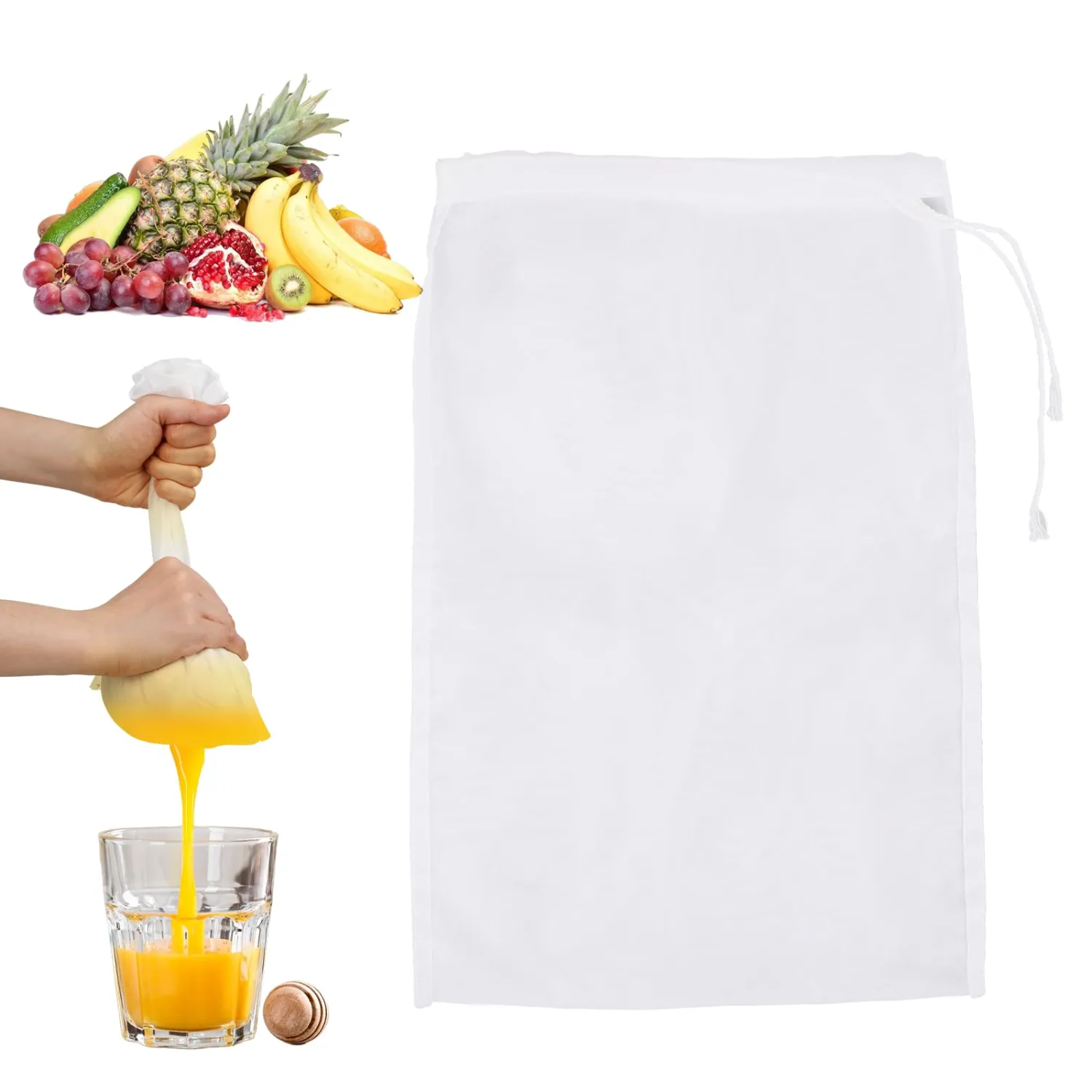6Pcs Juice Strainer, Juice Strainer After Juicing, Reusable Nut Milk Bag Cheese Cloths for Straining for Straining Fruit Juice Coffee Tea Yogurt Cheese Tofu Cold Brew Filter Bag(7.87x5.91in)
