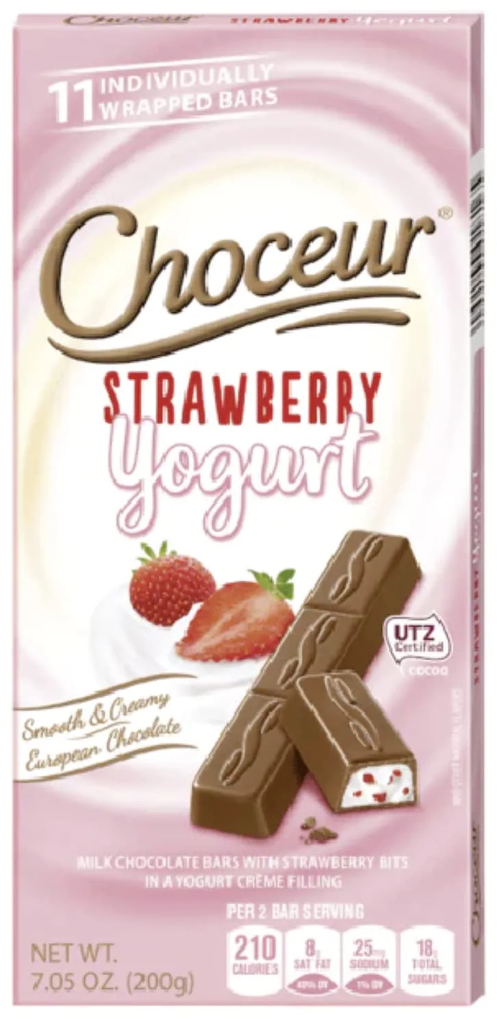 Choceur Strawberry Yogurt Smooth & Creamy European Chocolate, Milk Chocolate Bars with Strawberry Bits in a Yogurt Creme Filling 7.1oz (200g)