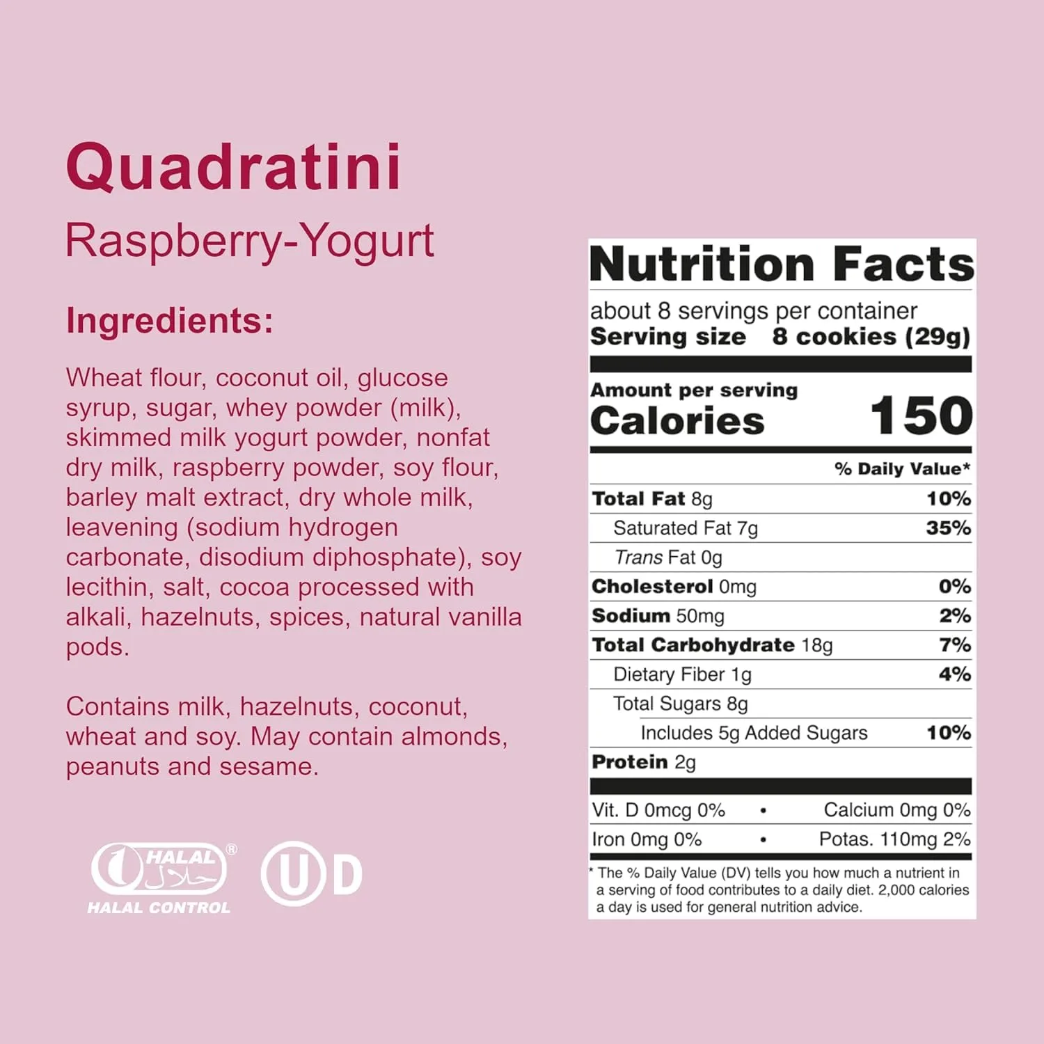 Loacker Quadratini Raspberry Yogurt Wafer Cookies LARGE - 30% Less Sugar - Premium Crispy Bite Size Wafers - LARGE Pack of 6