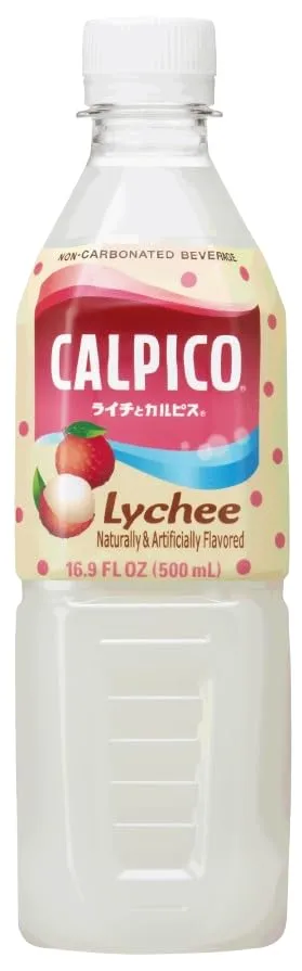 CALPICO Lychee – Smooth, Creamy & Refreshing Non-Carbonated Beverage, Sweet and Tangy, Japanese Lactic Acid Drink, 16.9 Fl oz (Pack of 6)