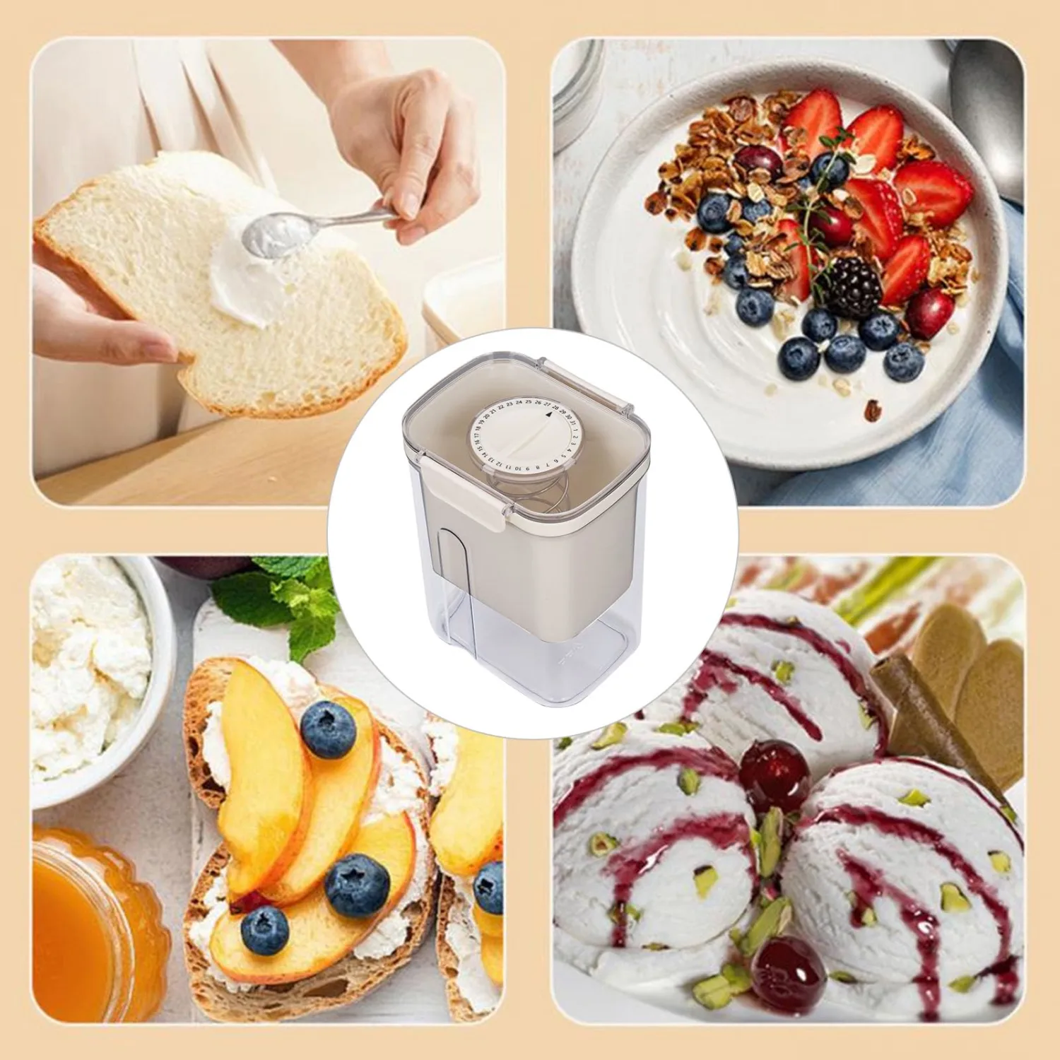 Greek Yogurt Maker, 7.1in Yogurt Strainer with Timer, Fresh Homemade Yogurt, Stainless Steel Filter Soy Milk Nut Greek Usage Food Strainer for Oat Milk Soy Milk