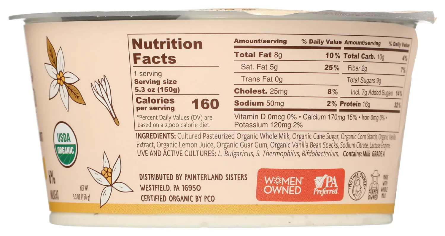 Painterland Sisters Organic Vanilla Bean Skyr Yogurt, 5.3 OZ