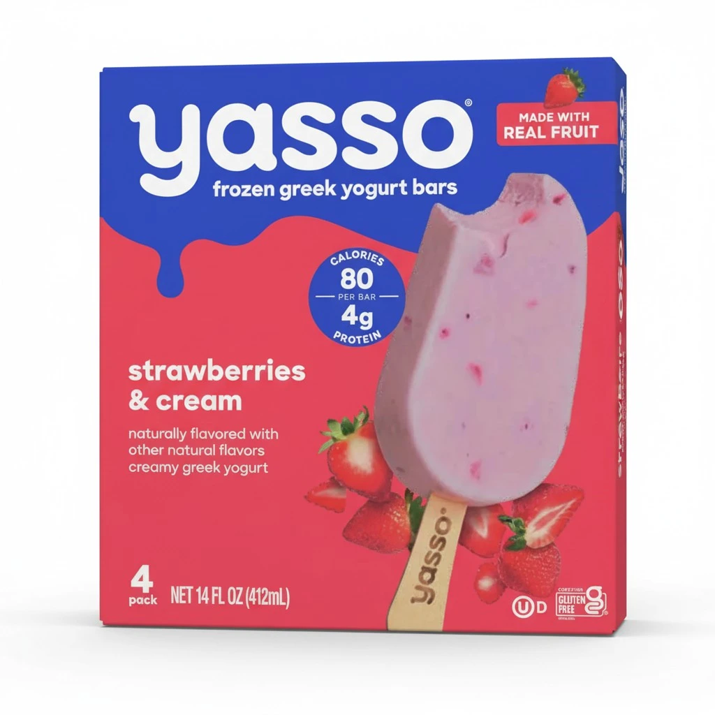 Yasso Frozen Greek Yogurt Bars Strawberries & Cream Bars 4 Count for a ridiculously creamy frozen snack made with the goodness of greek yogurt 3.5fl oz
