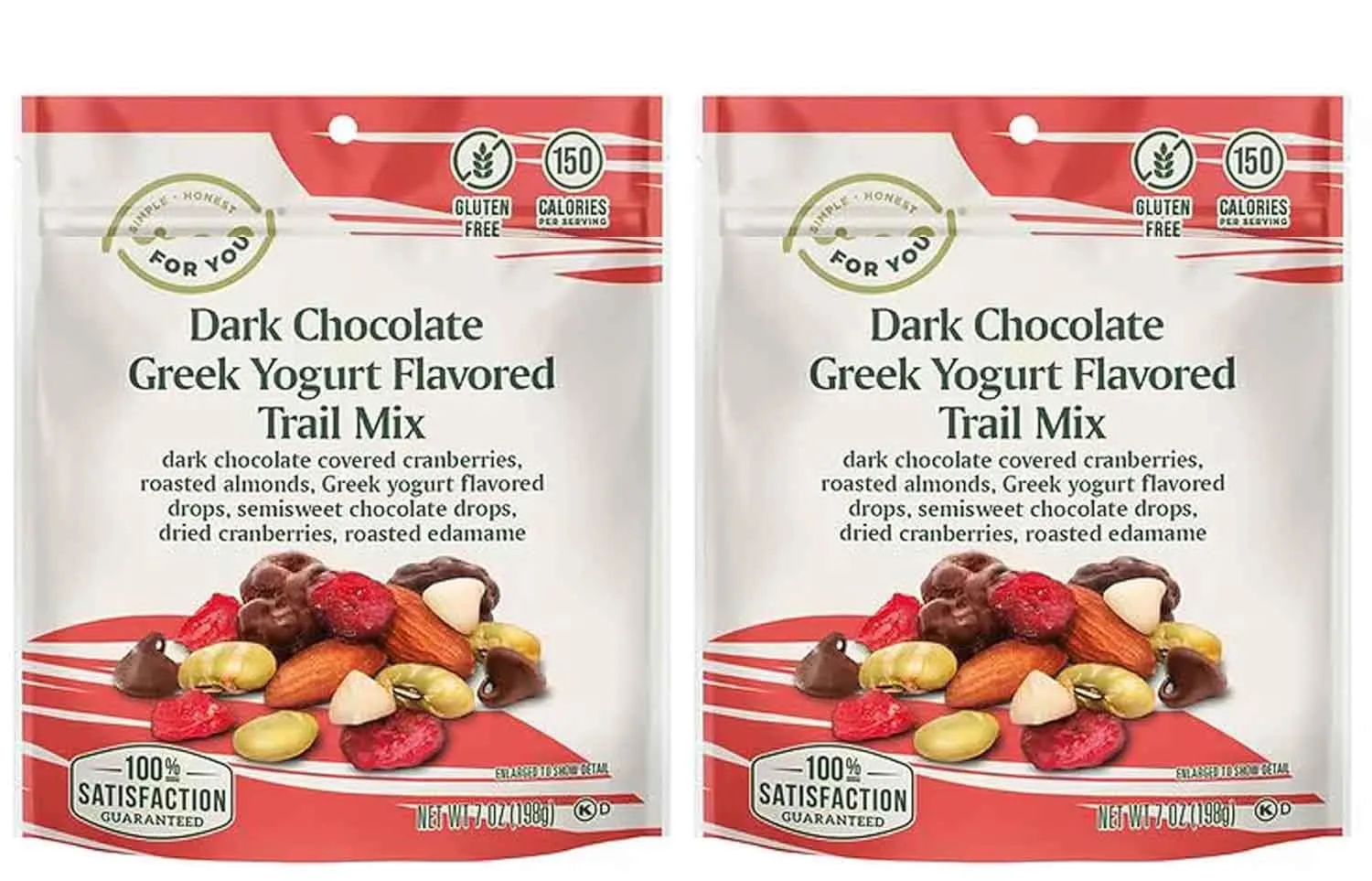 Greek Yogurt Dark Chocolate Trail Mix: Dark Chocolate Cranberries, Roasted Almonds & Edamame, Yogurt Drops, Semisweet Chips, Cranberries, Snack Snacking Gluten Free Food, 2 Nice 7oz Bags