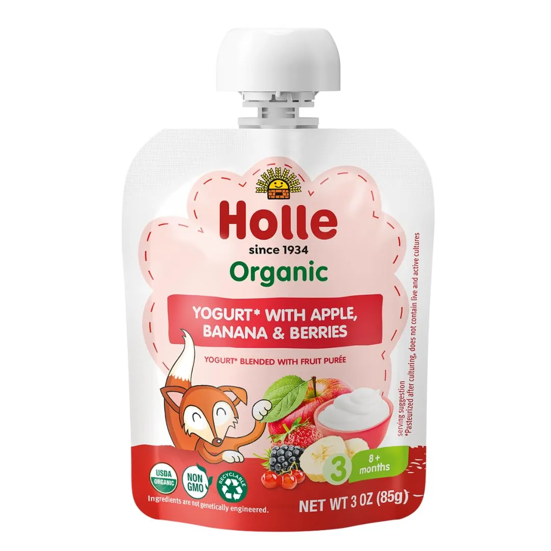 Holle Organic Apple Banana Berries Yogurt Baby Food, 3 OZ