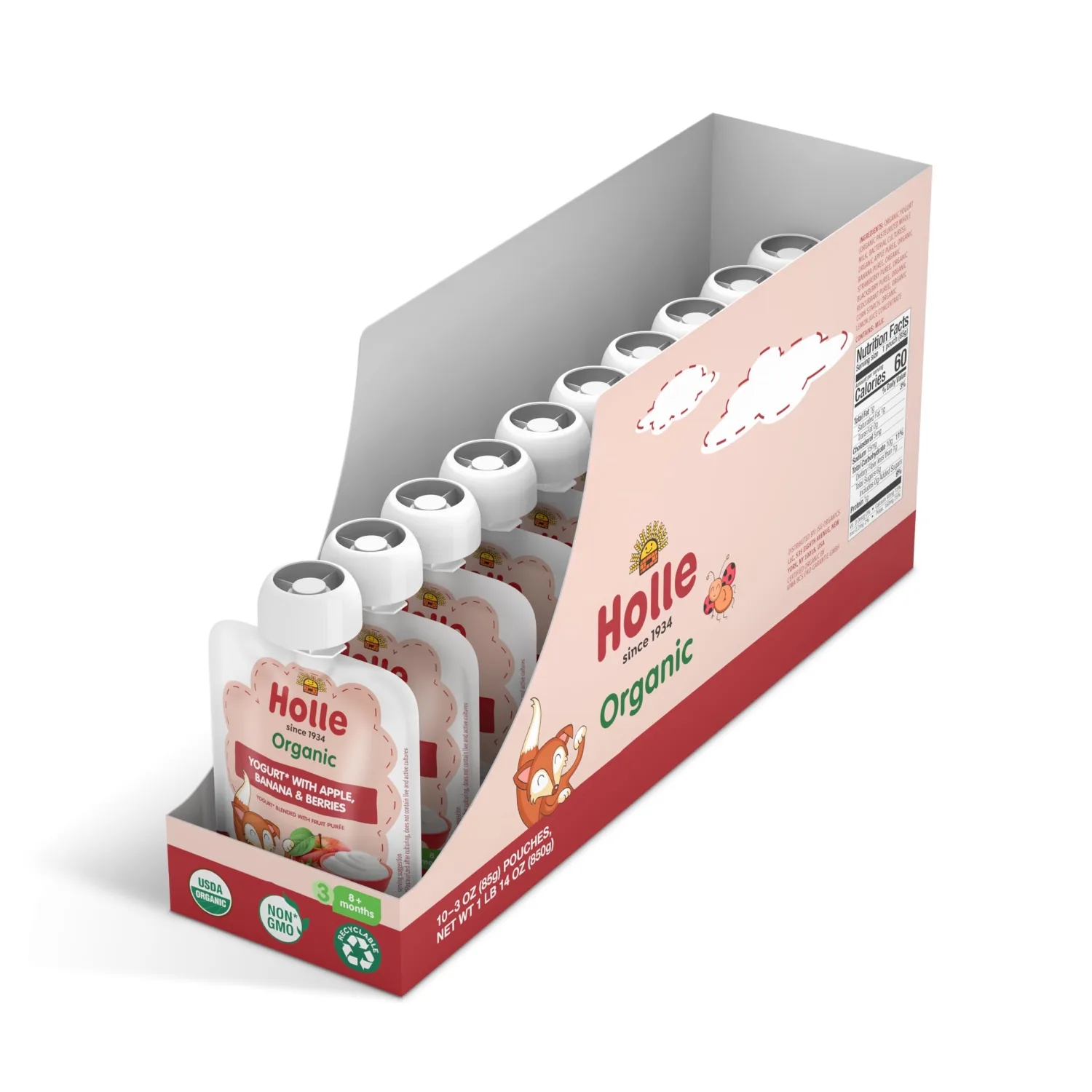 Holle Organic Apple Banana Berries Yogurt Baby Food, 3 OZ