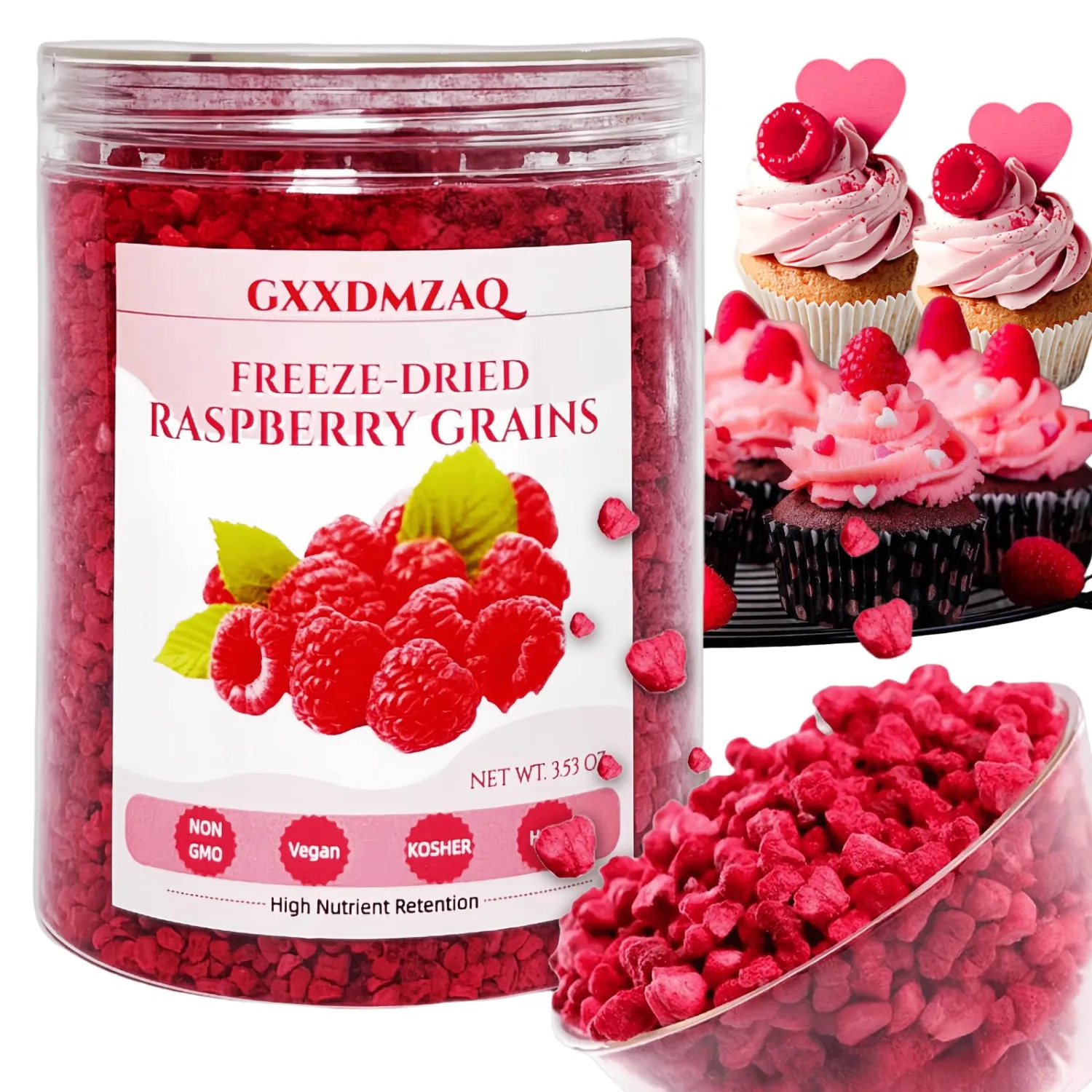 Premium Freeze-Dried Raspberry Crumbles | 100g/3.5oz Resealable Jar | No Sugar Added | Baking Mix-Ins, Yogurt & Smoothie Topping | Slow Freeze-Dried from Whole Fresh Red Berries | Fruit Snacks