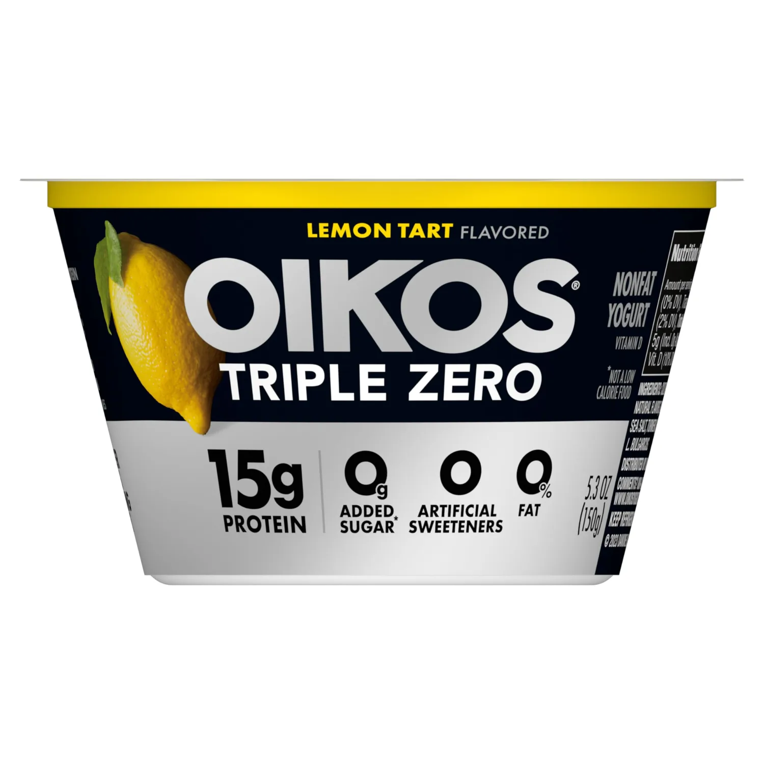 Oikos Triple Zero Greek Nonfat Yogurt, Lemon Tart, 5.3 oz.