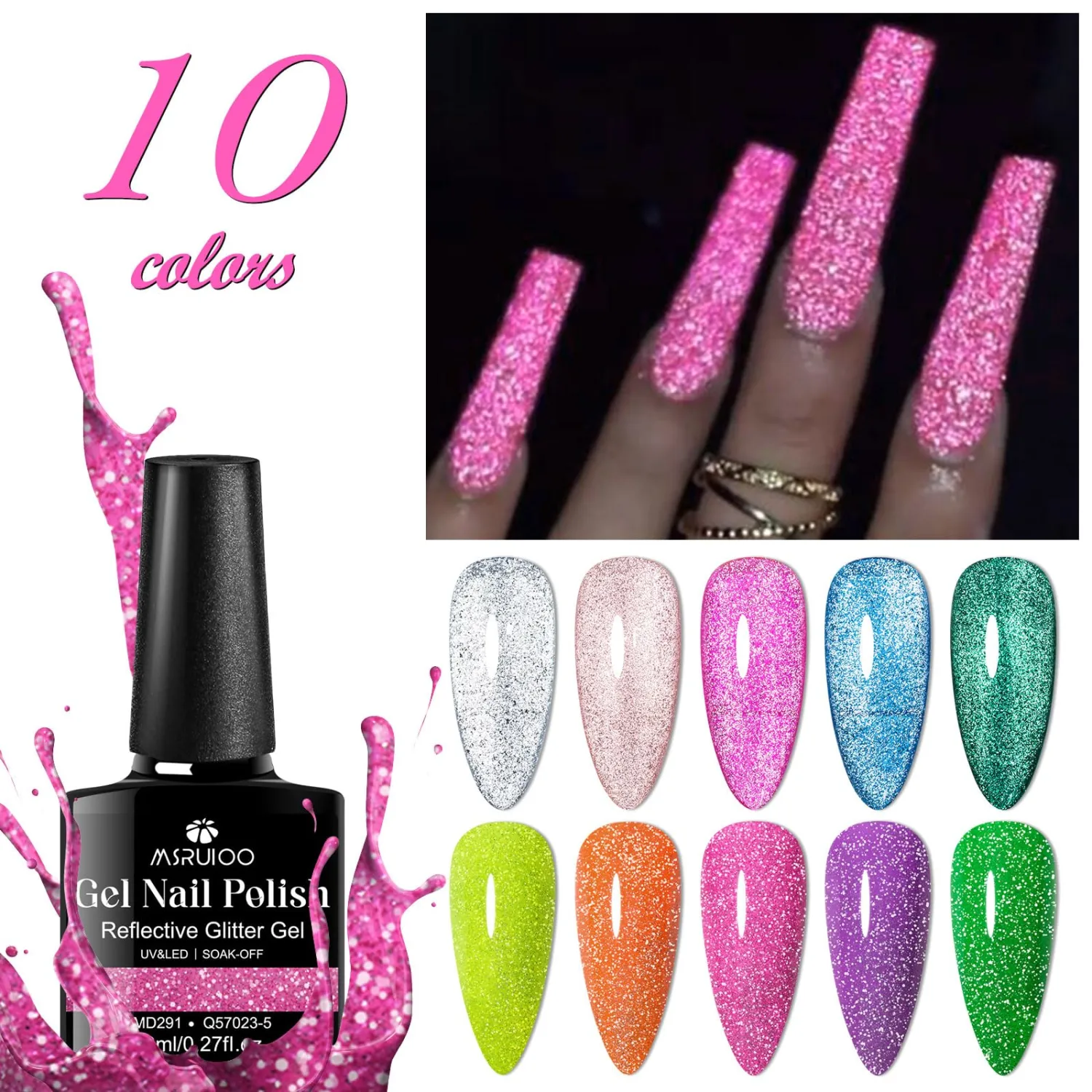 12PCS Cat Eye Gel Polish with Magnet, Glitter Cat Eye Gel Nail Polish Set + Reflective Glitter Neon Gel Polish Set Soak Off UV/LED Manicure Nail Gift for Women