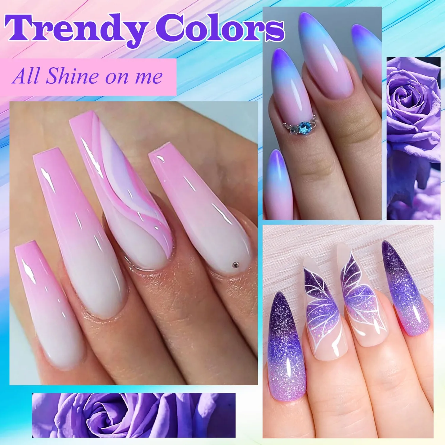 Color Changing Gel Nail Polish Set 12 Colors Temperature Mood Changed Glitter Pink Purple Soak Off UV/LED Nail Art Design Kit Manicure Gifts for Women Girls 8ml