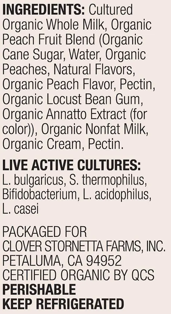 Clover Sonoma Pasture Raised Organic Cream on Top Yogurt, Peach, 5.3oz
