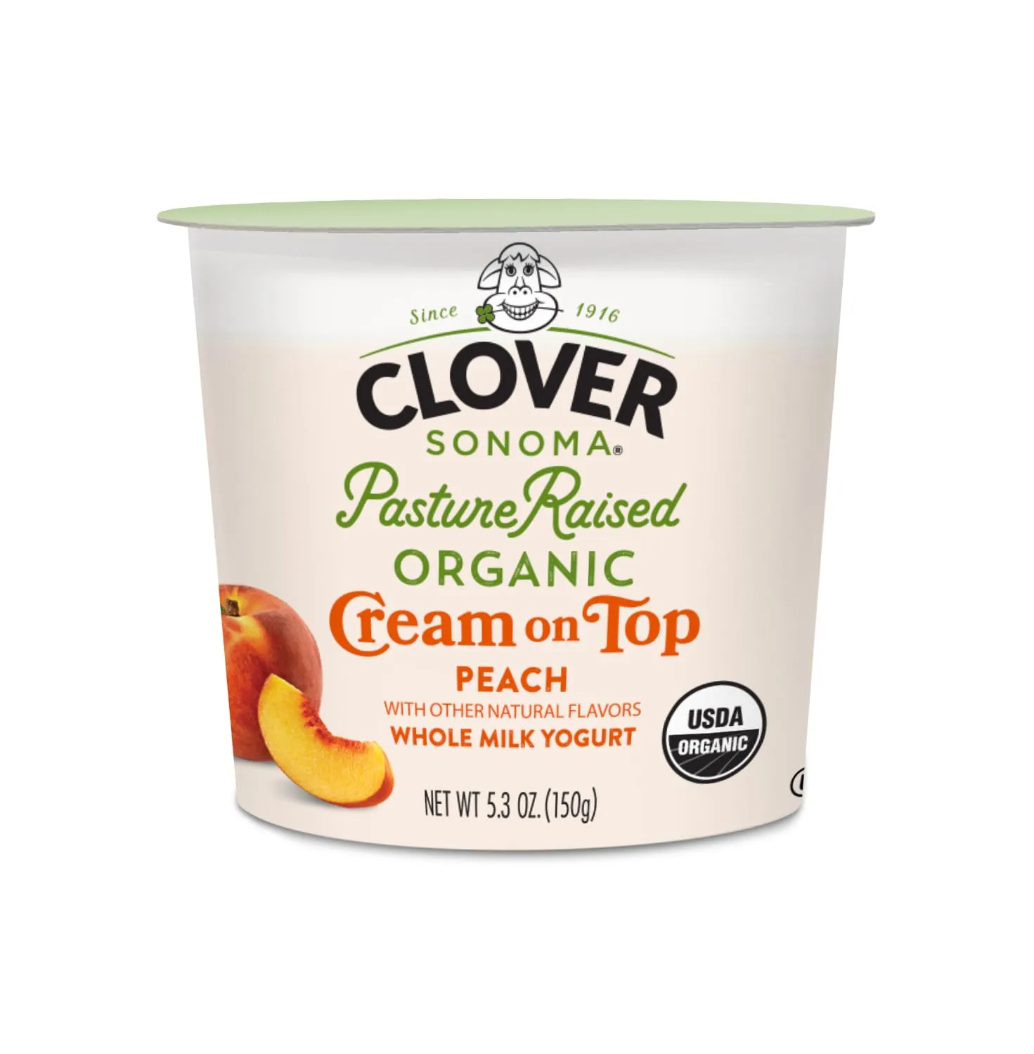 Clover Sonoma Pasture Raised Organic Cream on Top Yogurt, Peach, 5.3oz