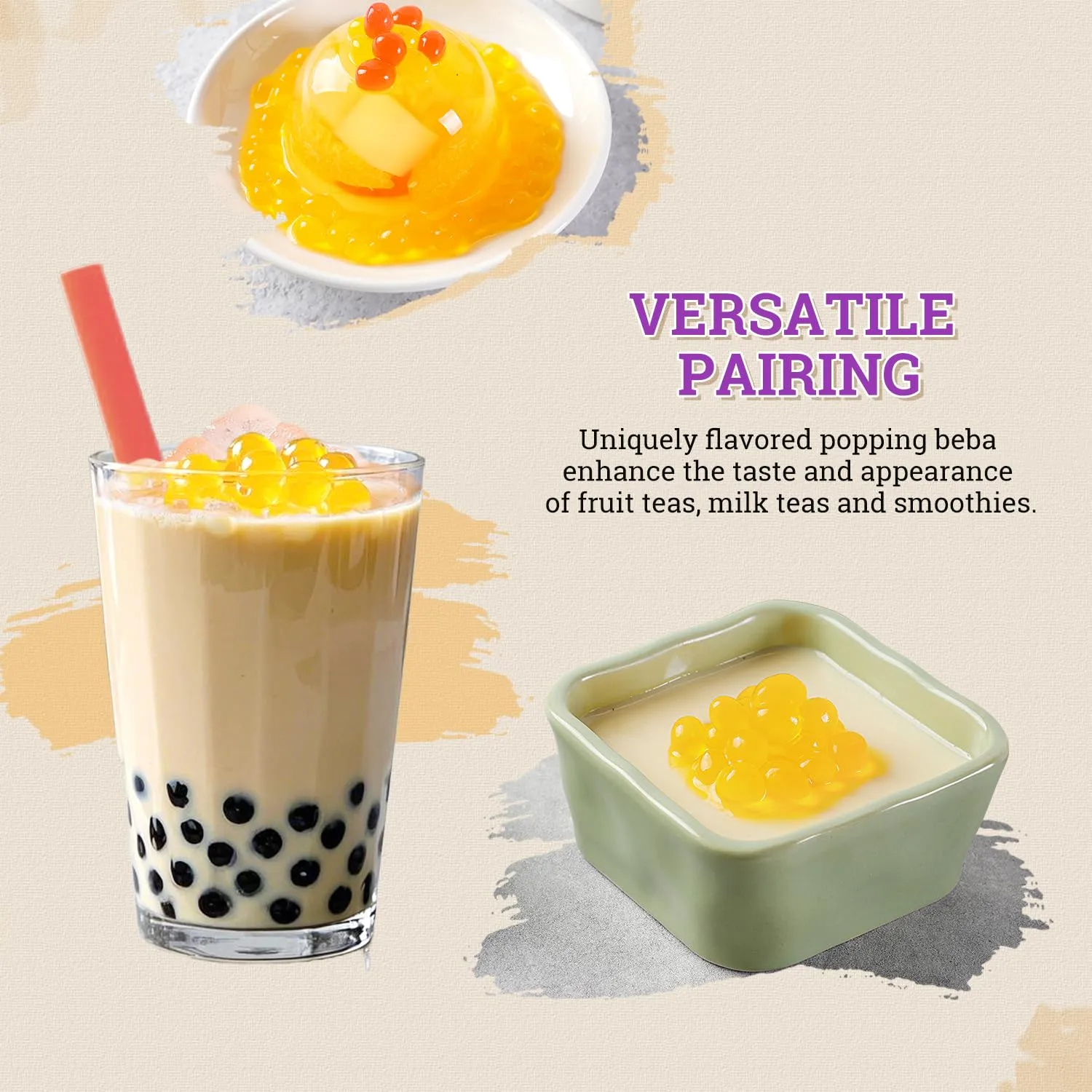 52USA Passion Fruit Popping Boba (500g), Popping Pearls for Bubble Tea, Beverages, Sweets, Ice Cream, Shakes, Desserts & Smoothies Topping, 1.1 Pound (Pack of 1)