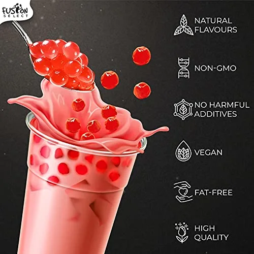 Fusion Select Strawberry, Green Apple, Peach Fruit Bursting Boba Popping Boba Pearls Fruit Tea Snack Toppings