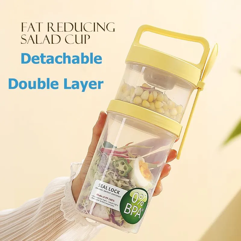 Overnight Oats Containers, Breakfast On The Go Cups Salad Jars with Meal Prep, Pudding Jars with Dry and Wet Separation, Yogurt Parfait Cups for Oatmeal Cereal Nut Fruit