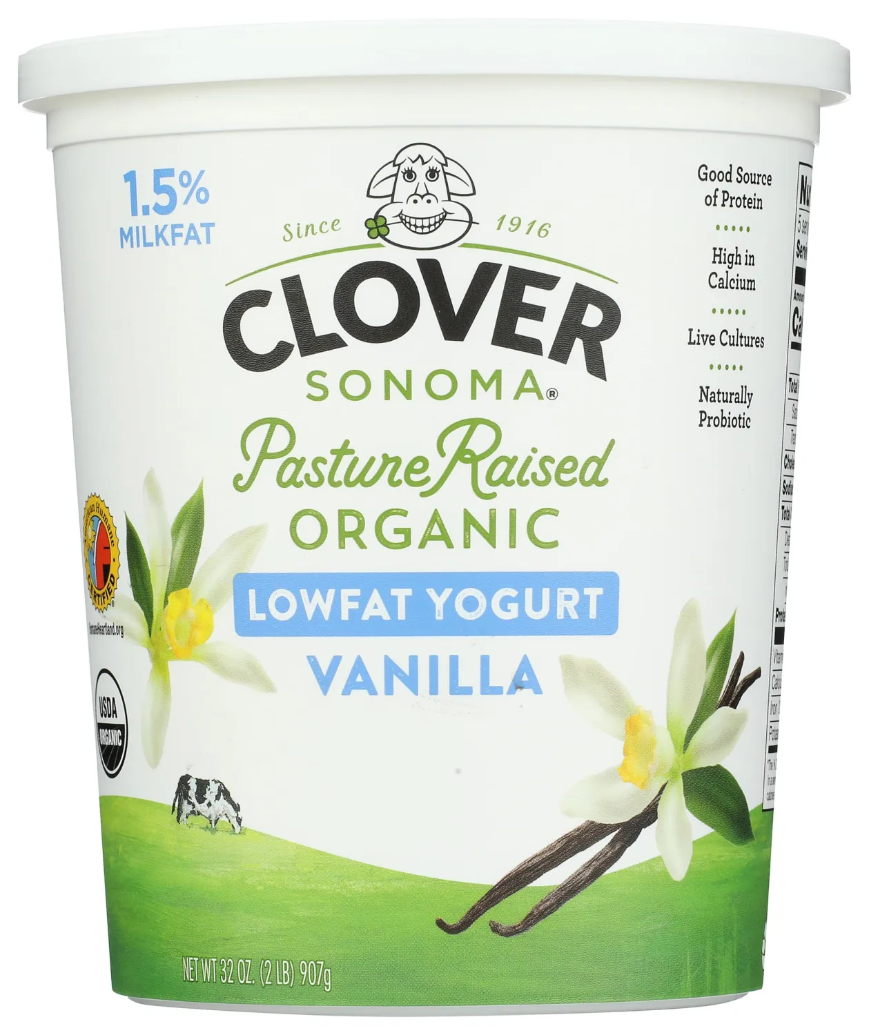 CLOVER SONOMA Organic Low Fat Vanilla Bean Yogurt, 32 OZ