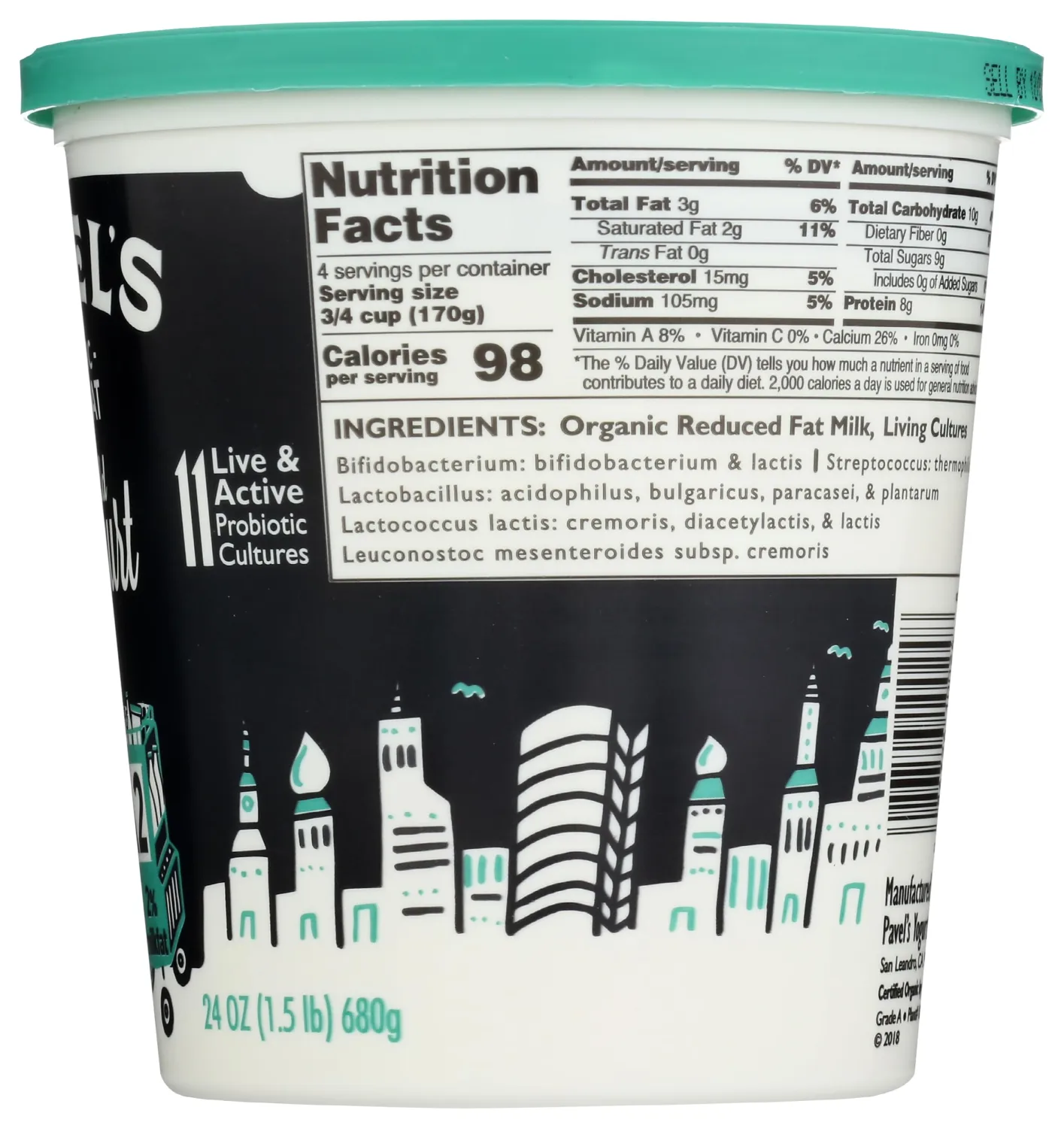 PAVELS YOGURT Organic Plain Low Fat Russian Yogurt, 24 OZ
