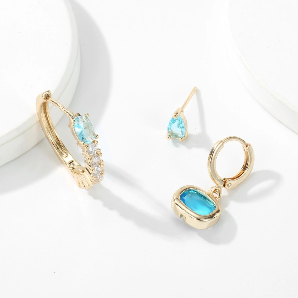 New Blue Zircon Earrings Suit Simple