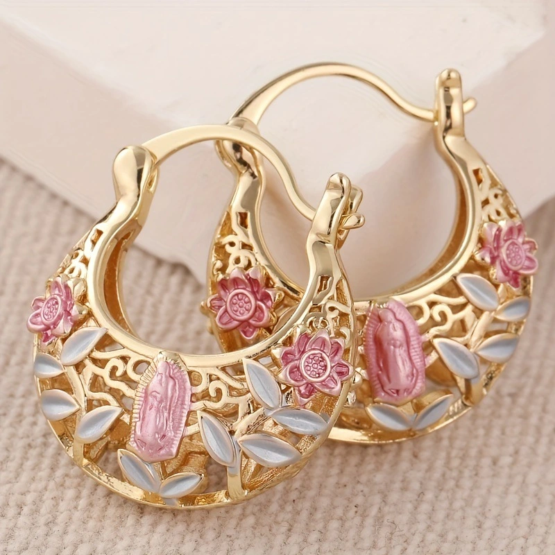 Vintage Bohemian Style Copper Earrings Floral